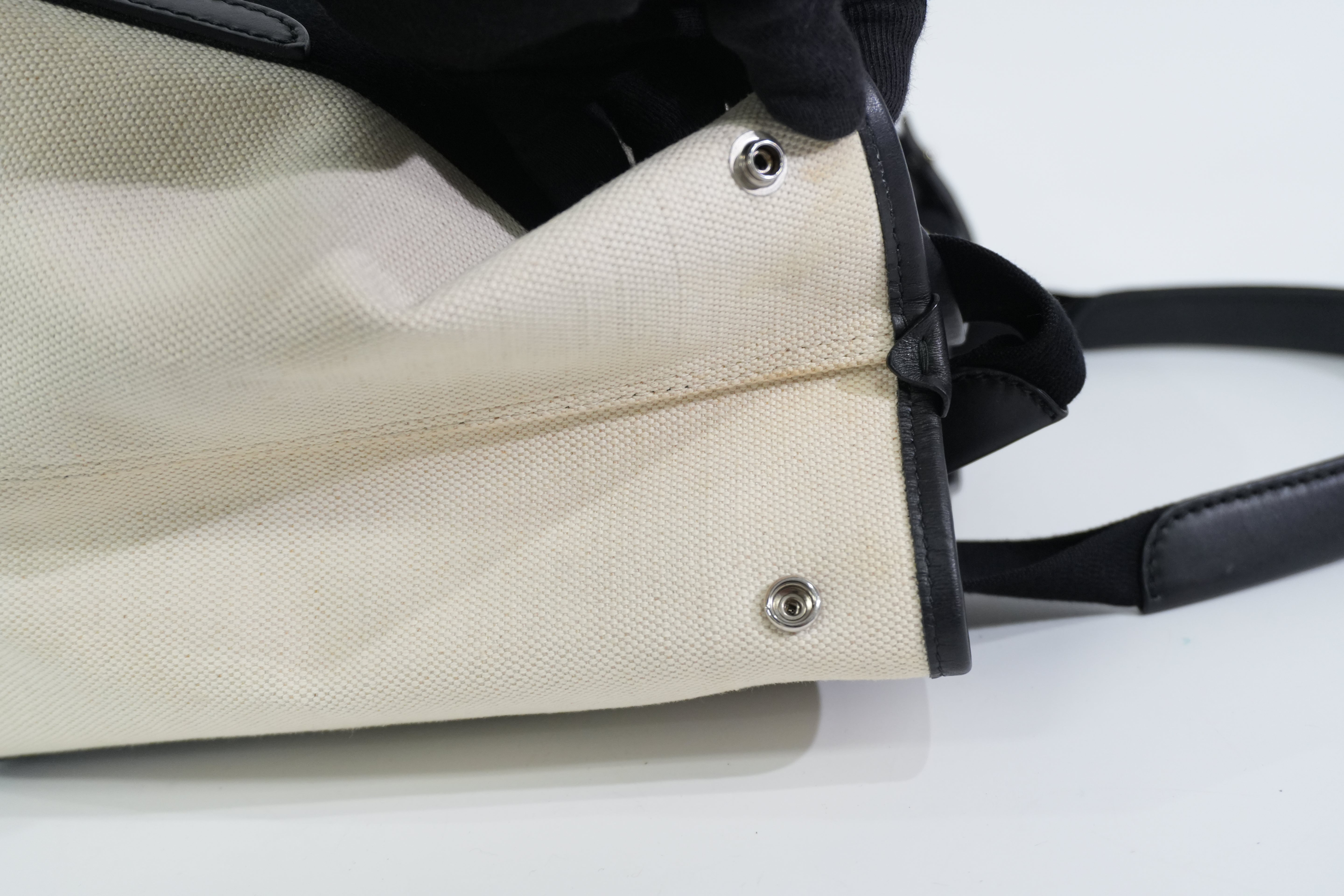 Pre-owned Balenciaga Navy Cabas Small Handbag Black and White