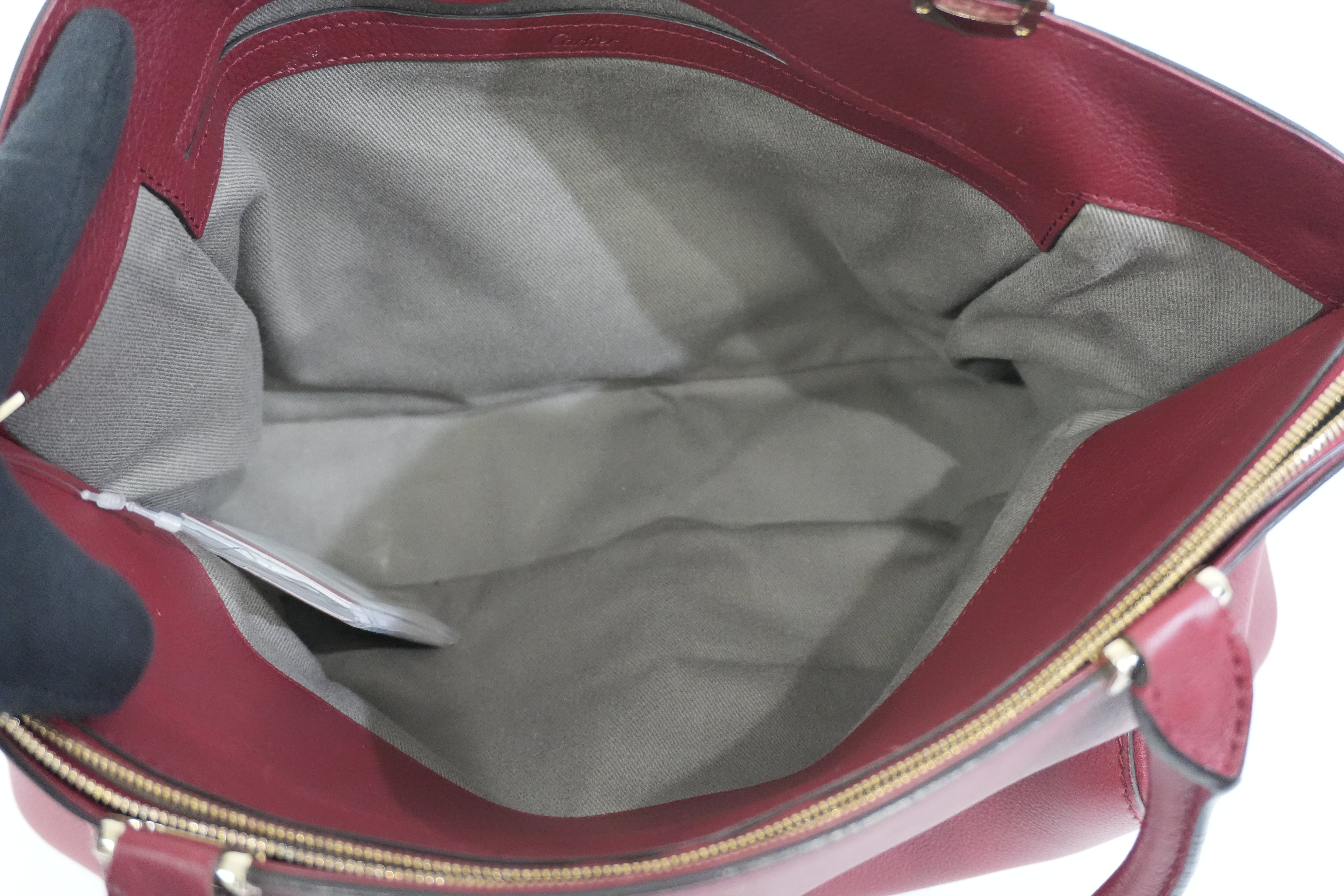 Pre-Owned Cartier C De Cartier Tote Bag Burgundy