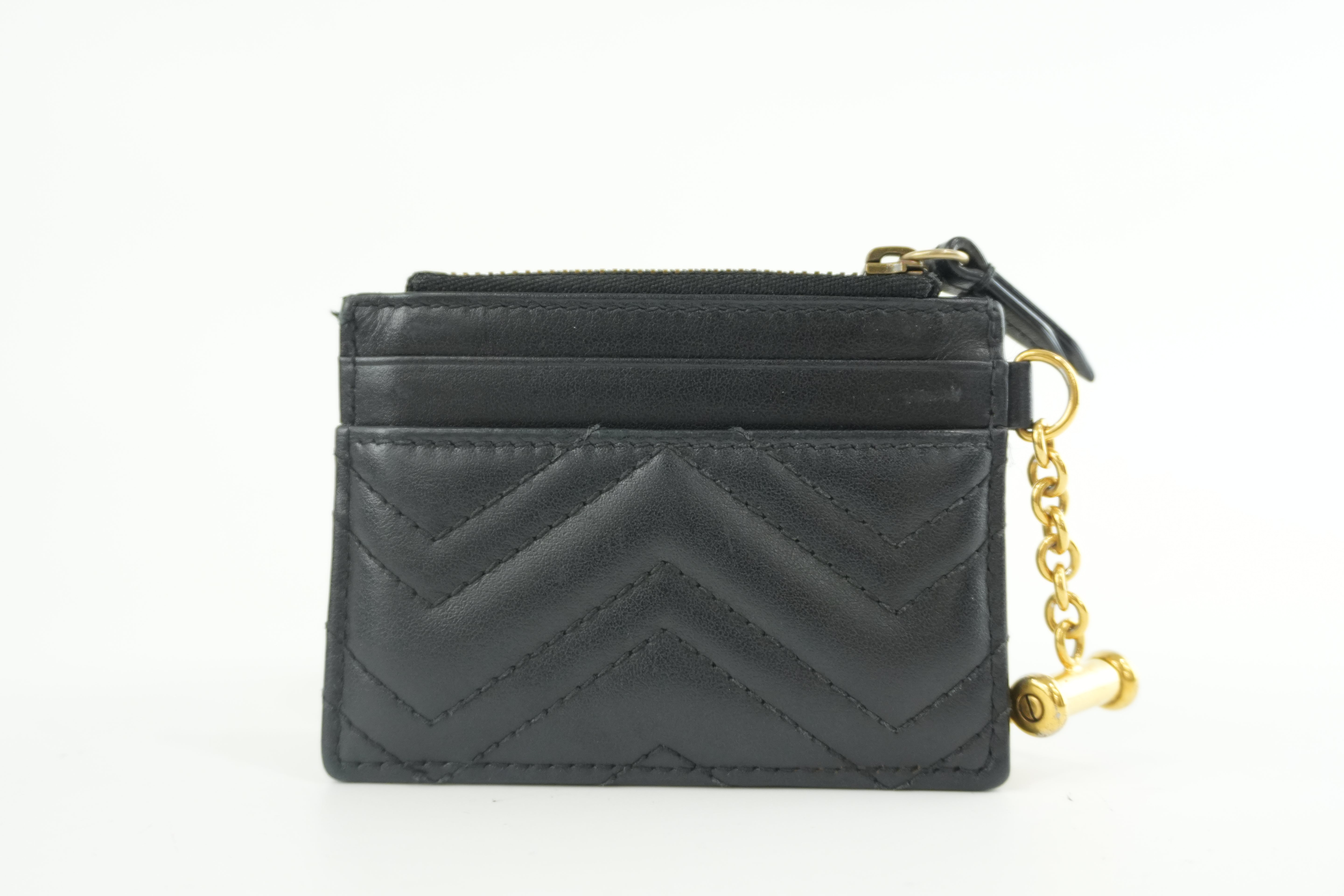 Pre-owned Gucci Leather Marmont Coin Case Black