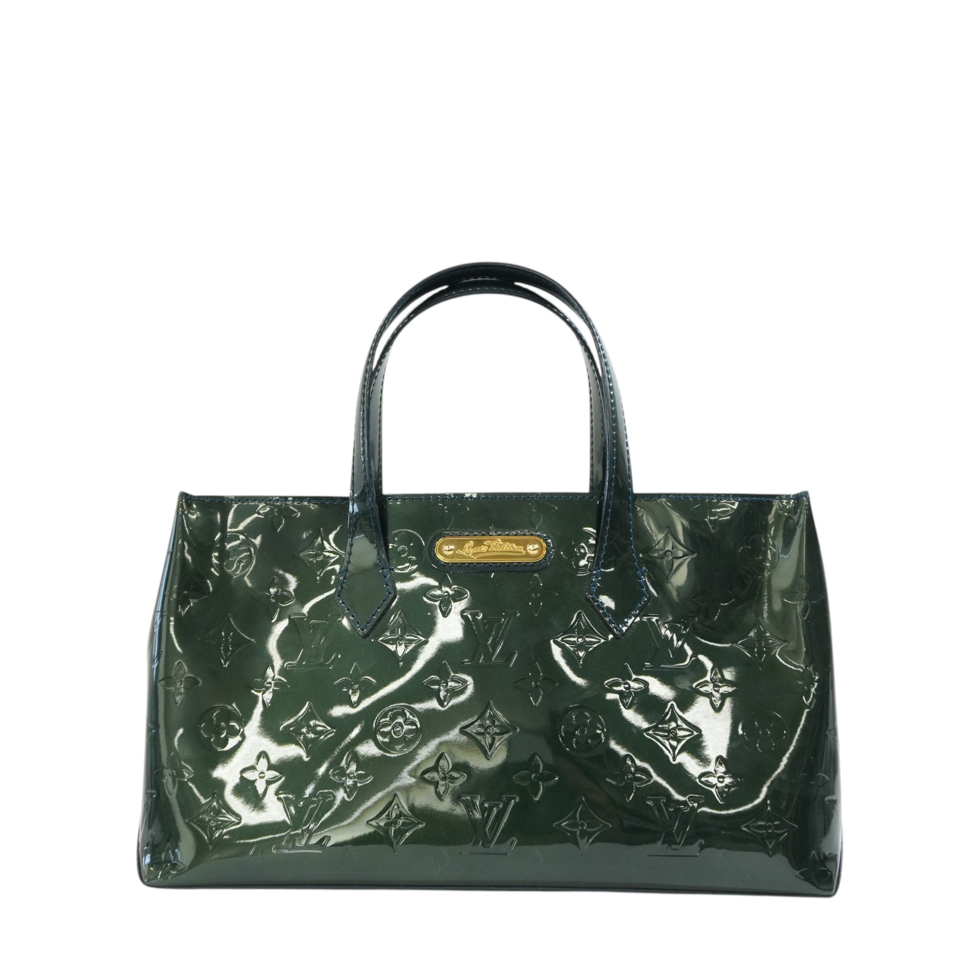Pre-owned Louis Vuitton Vernis Wilshire PM Handbag Green