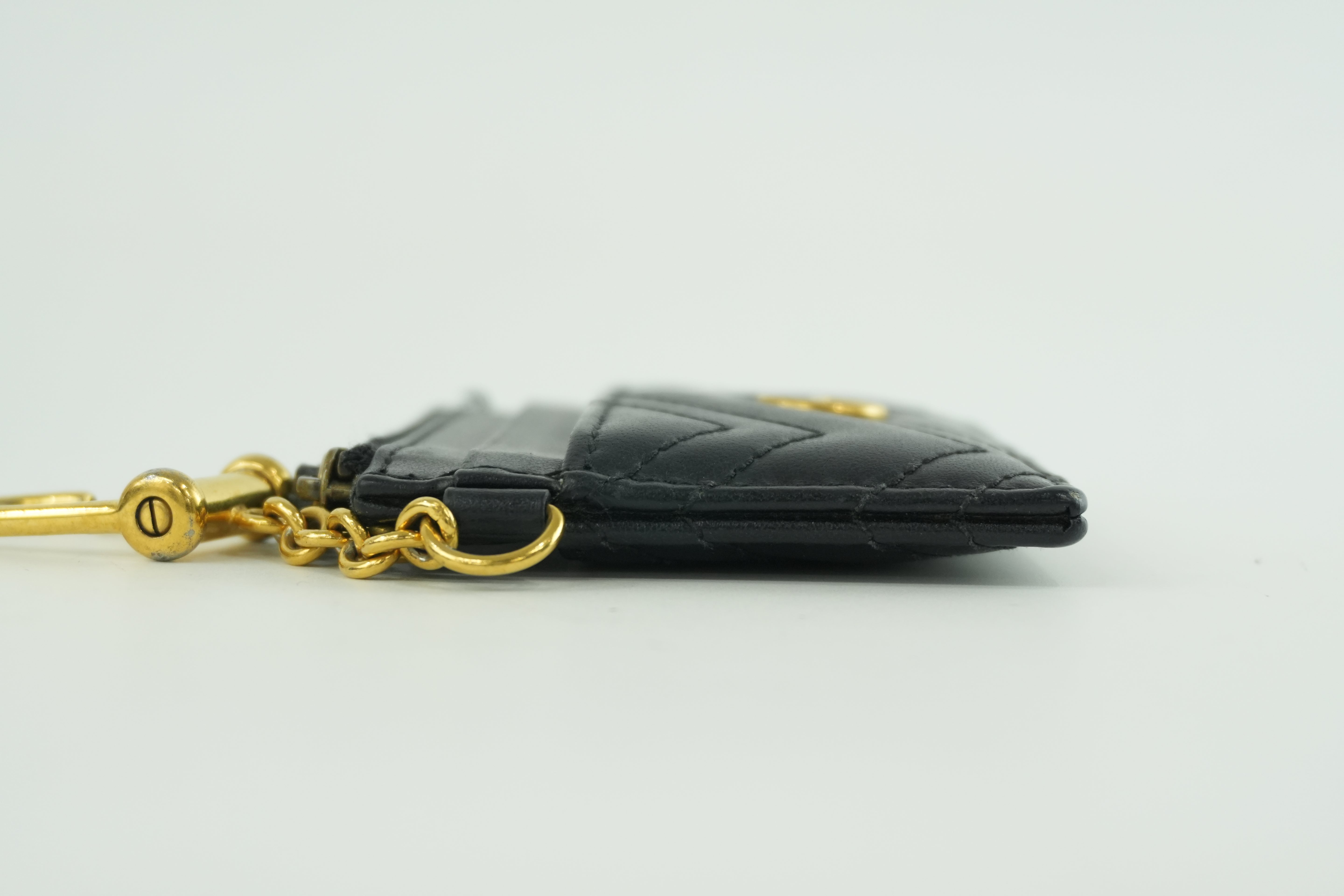 Pre-owned Gucci Leather Marmont Coin Case Black