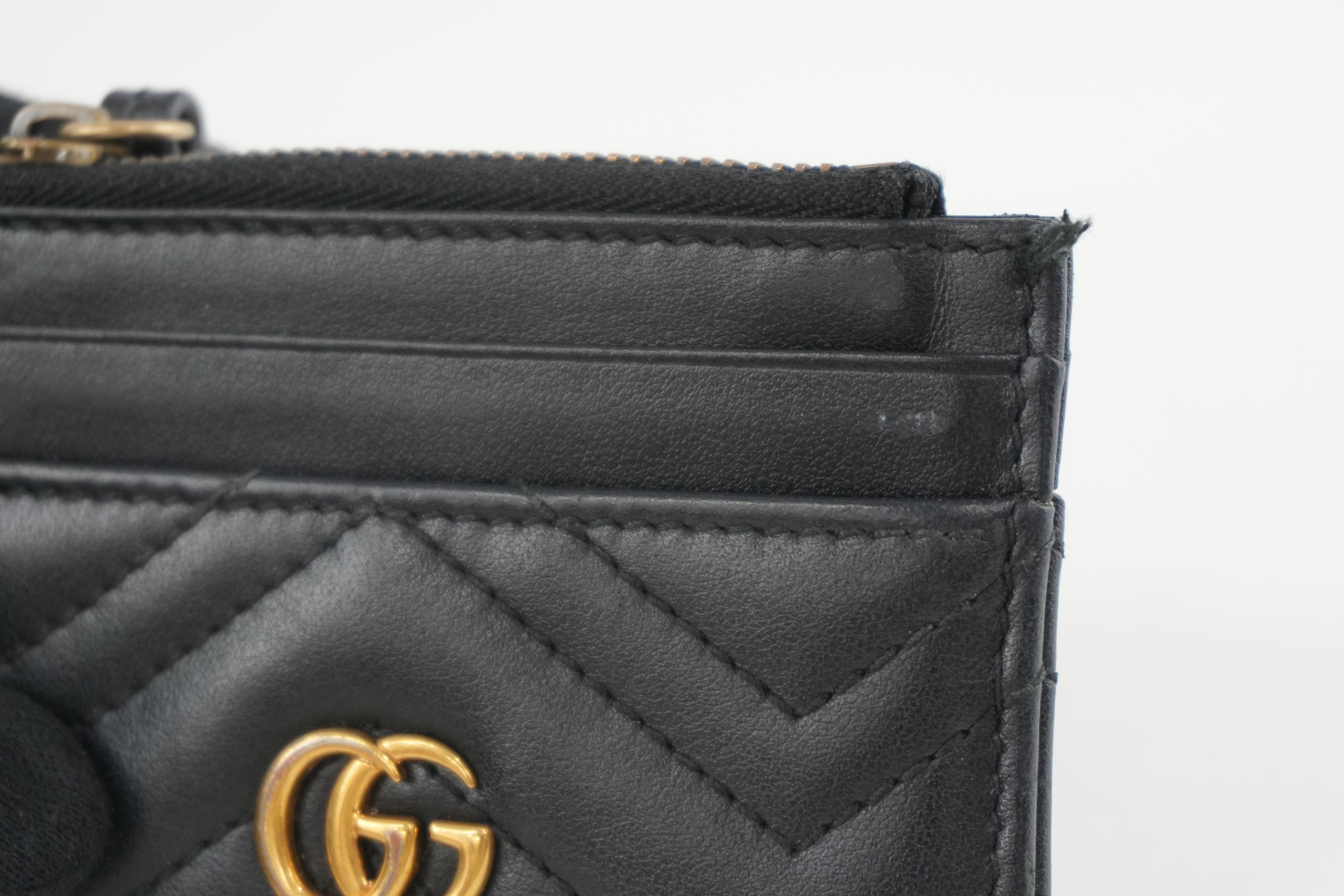 Pre-owned Gucci Leather Marmont Coin Case Black