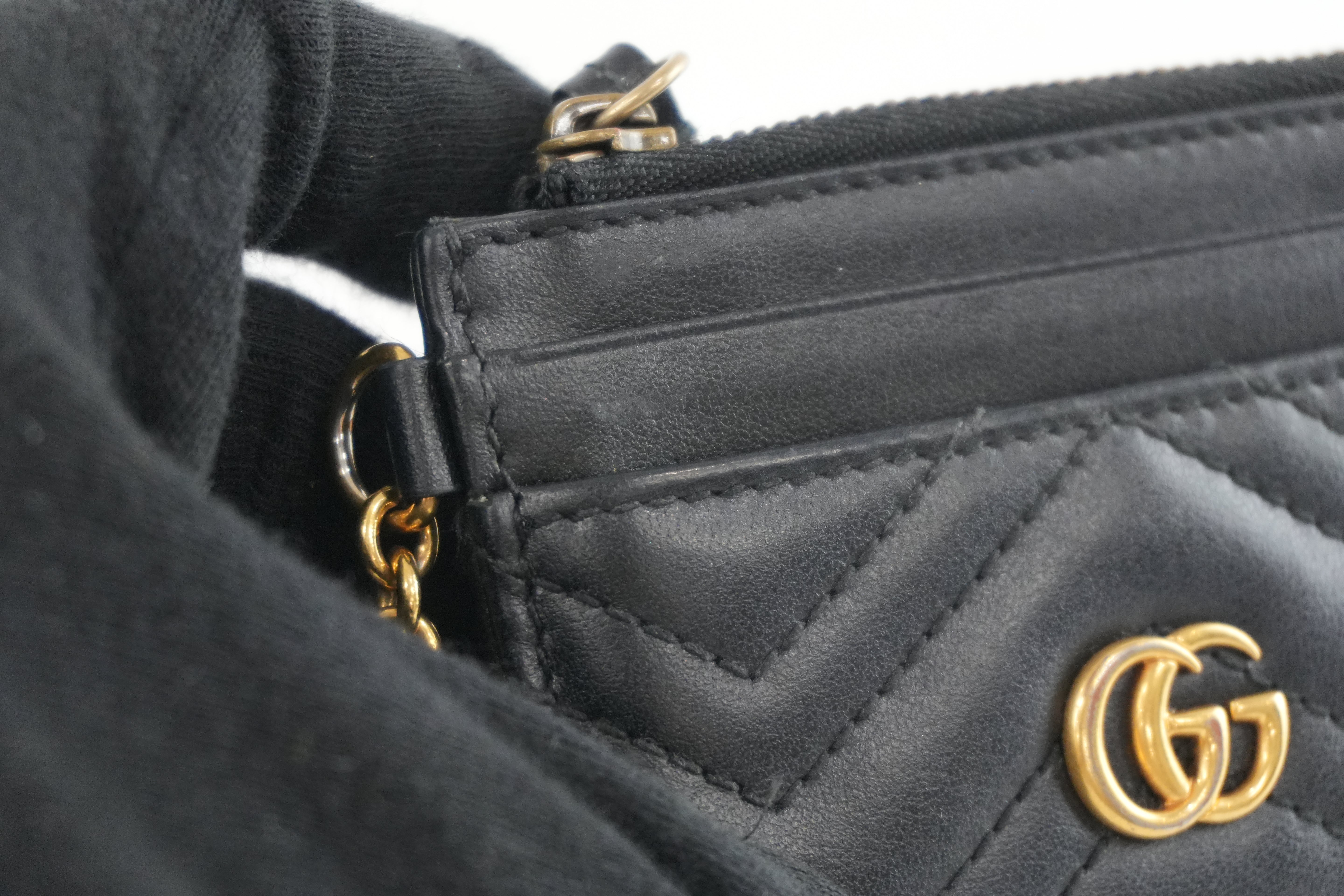 Pre-owned Gucci Leather Marmont Coin Case Black