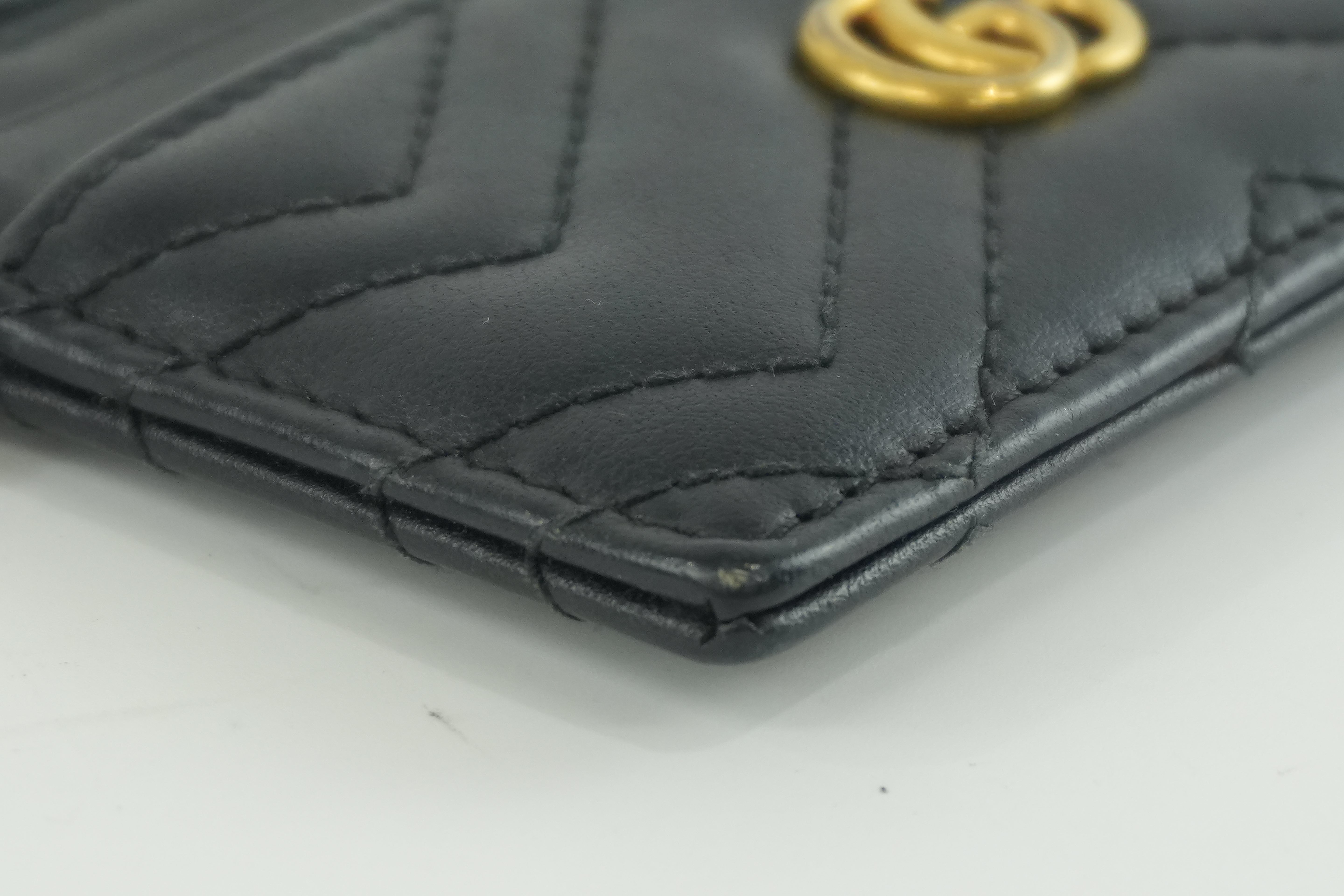 Pre-owned Gucci Leather Marmont Coin Case Black