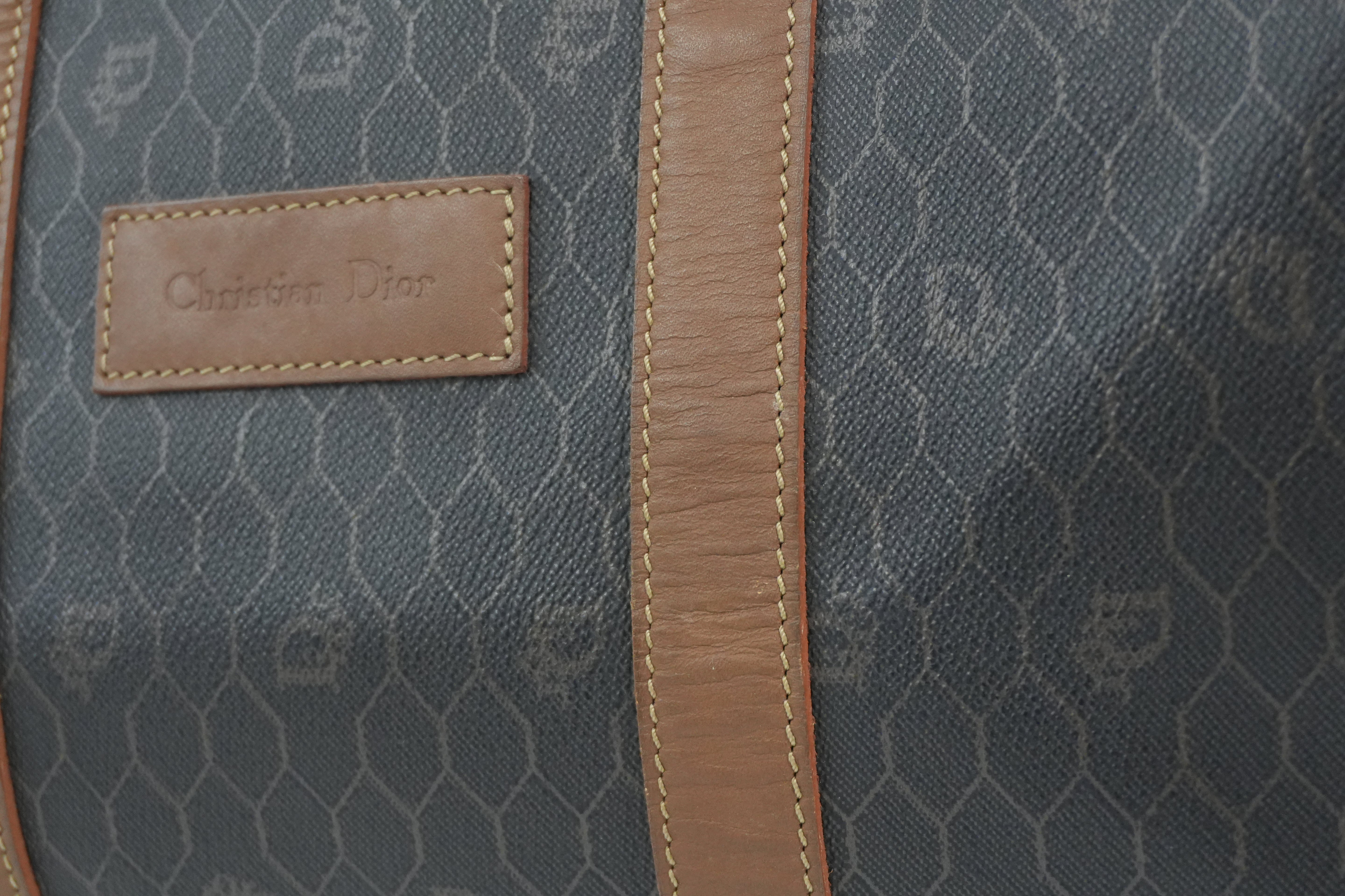Pre-Owned Dior Honeycomb Boston Handbag Black