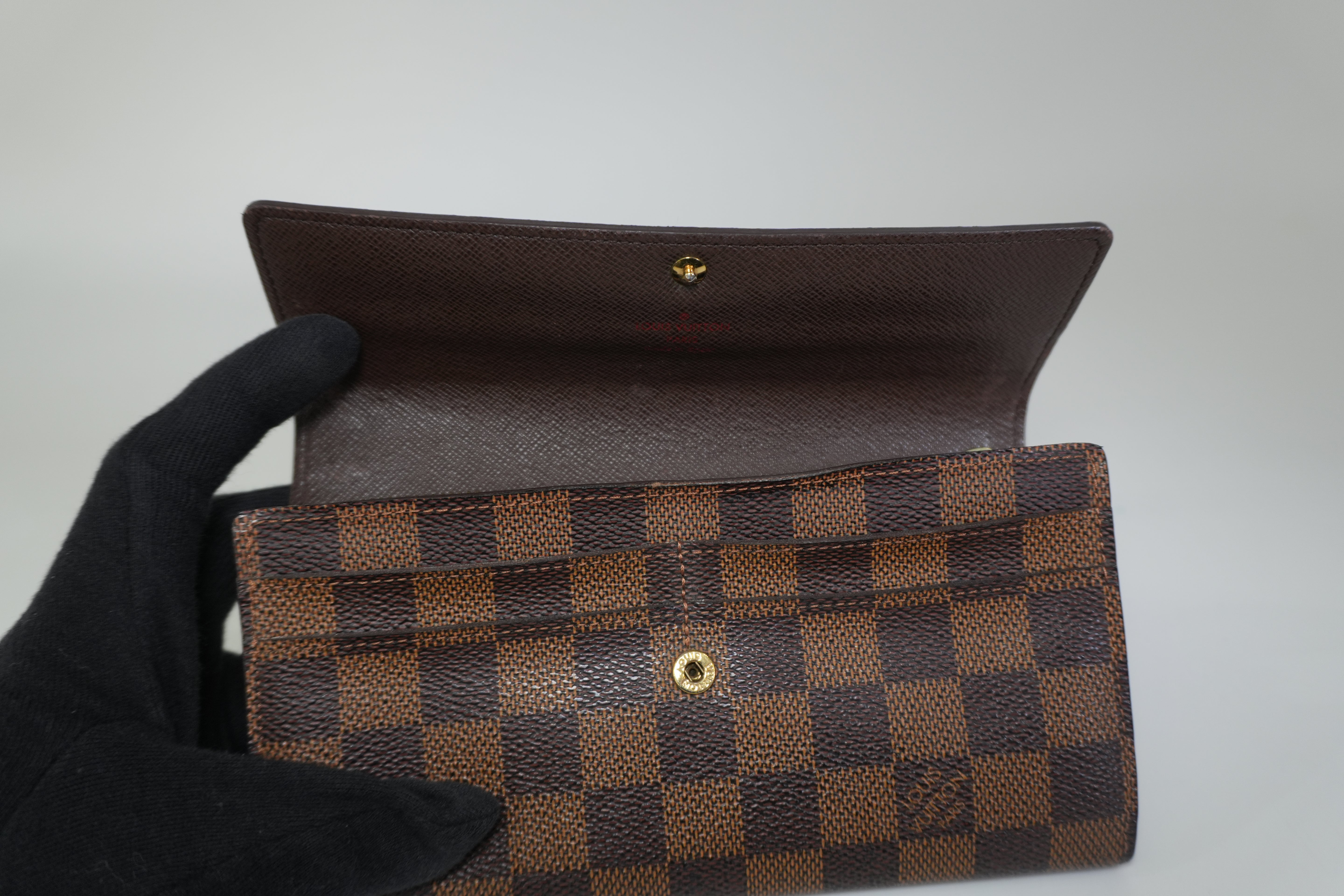 Pre-owned Louis Vuitton Damier Ebene Sarah Wallet