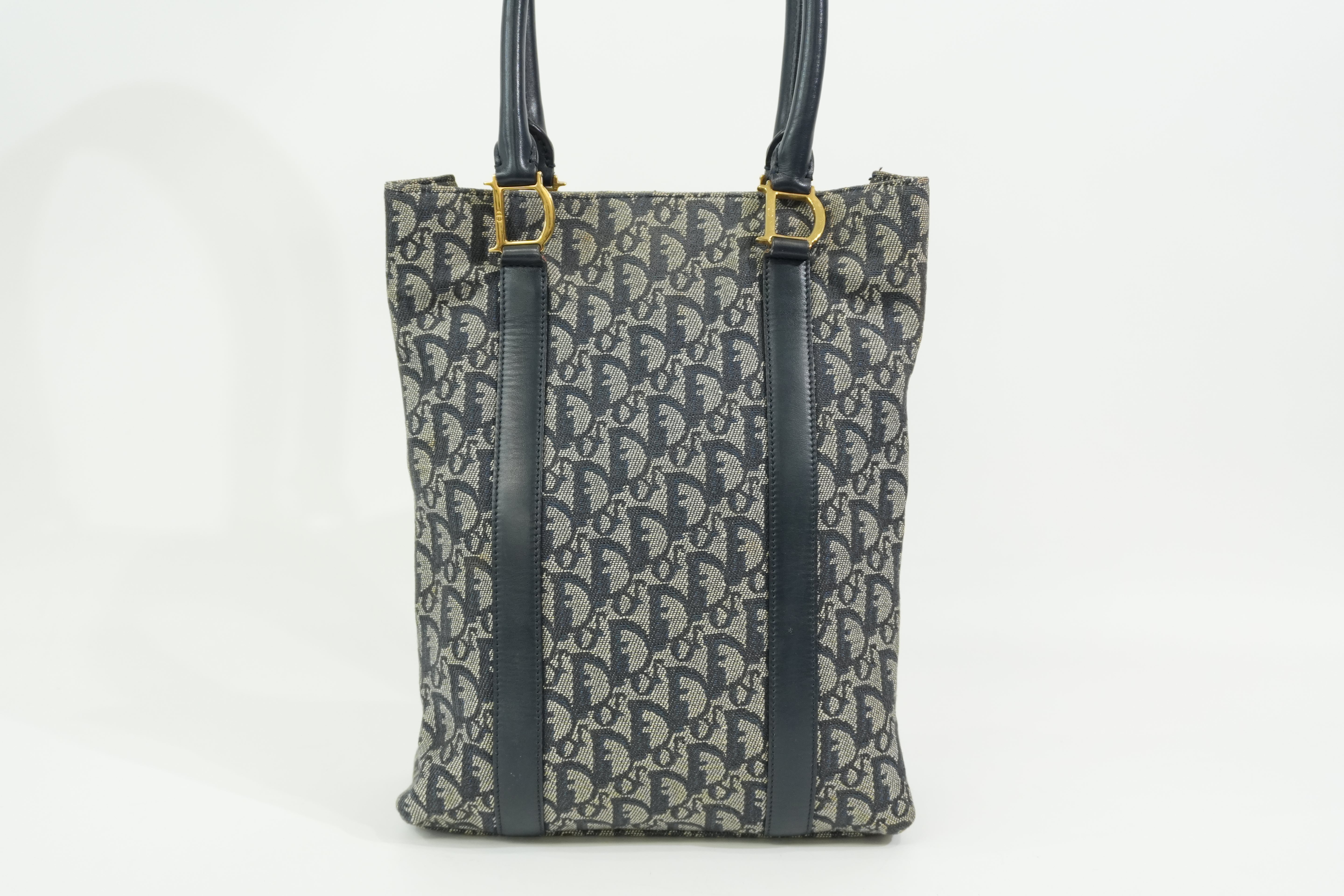 Pre-Owned Dior Oblique Tote Bag Blue