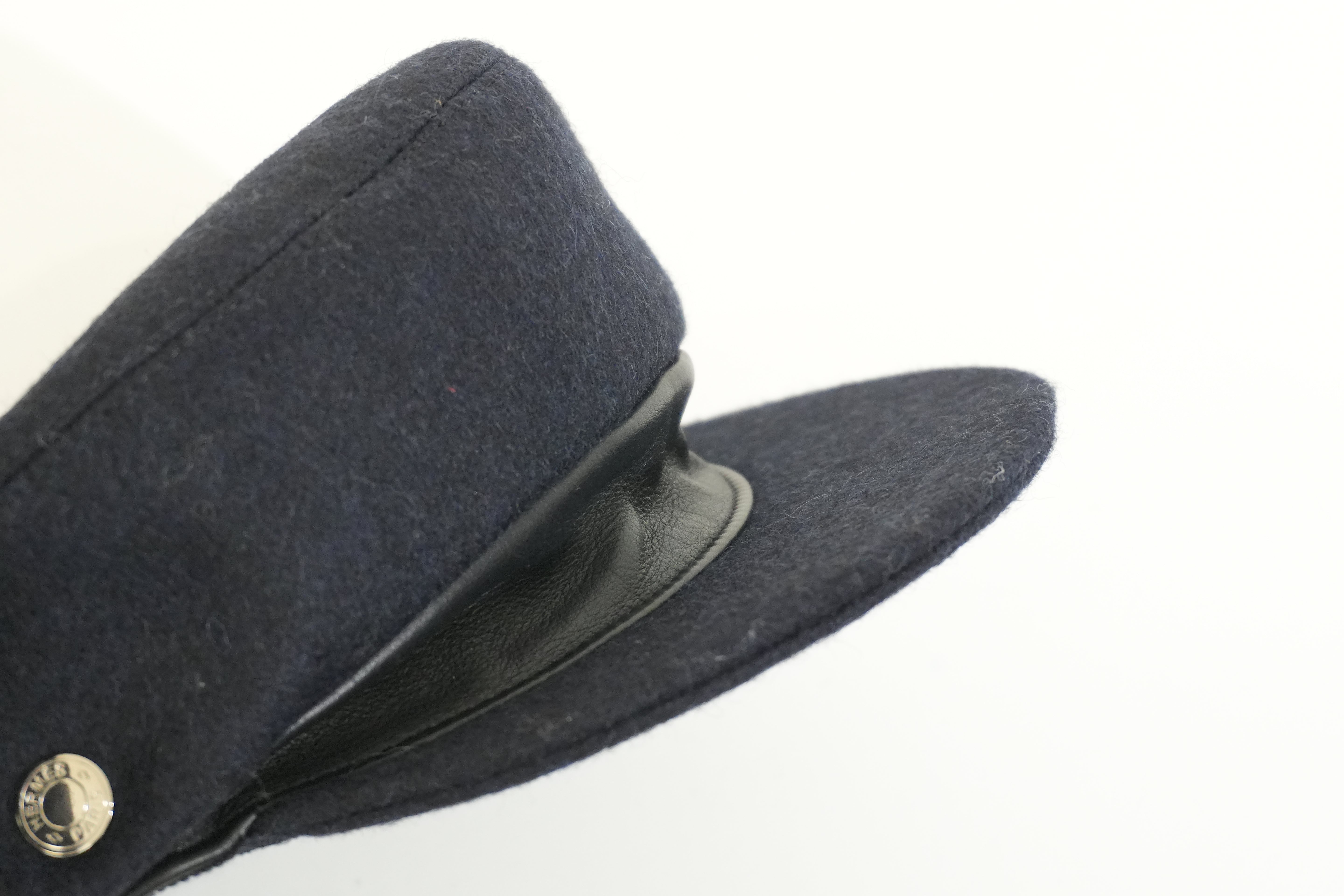Pre-owned Hermes Hat Navy Blue