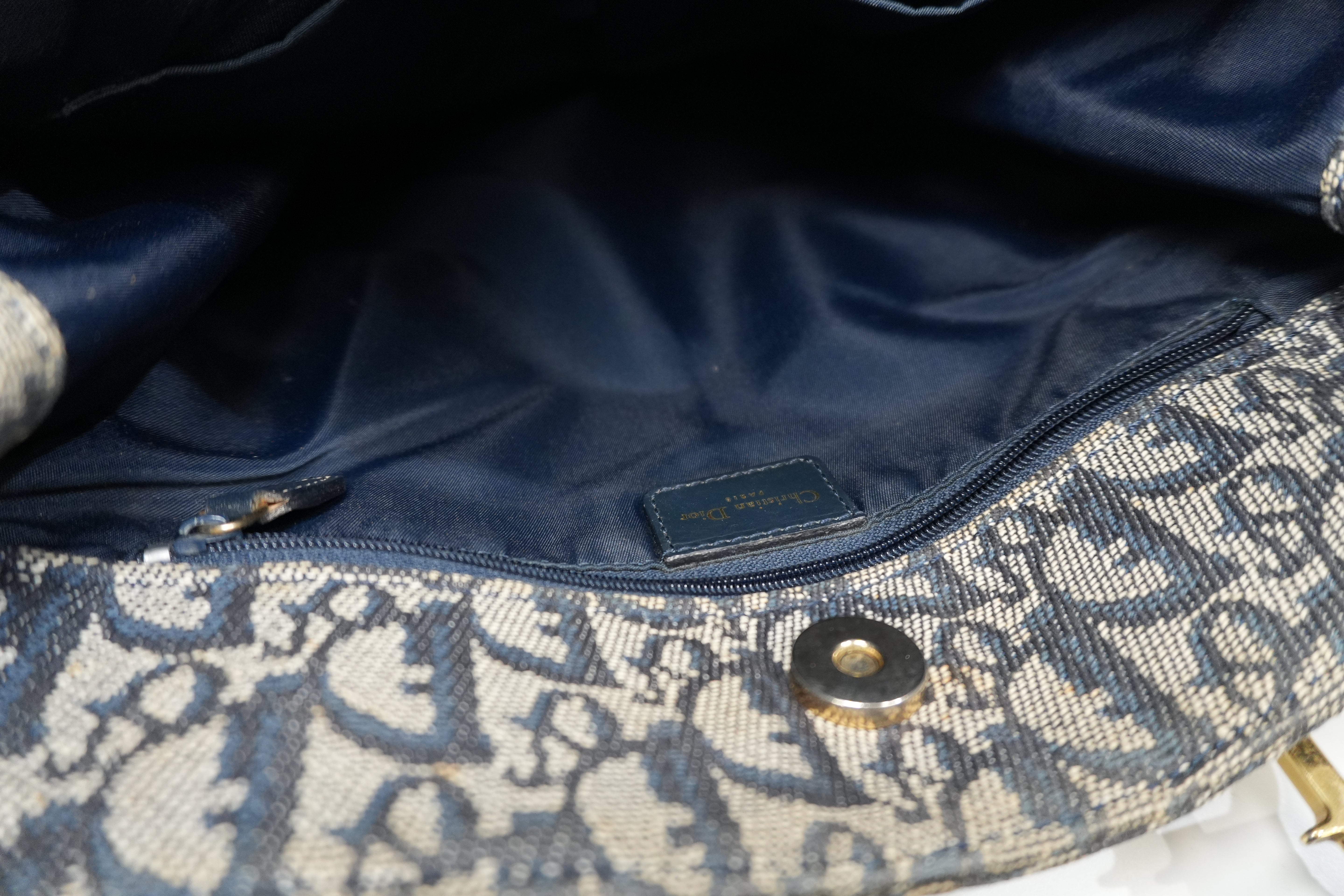 Pre-Owned Dior Oblique Tote Bag Blue