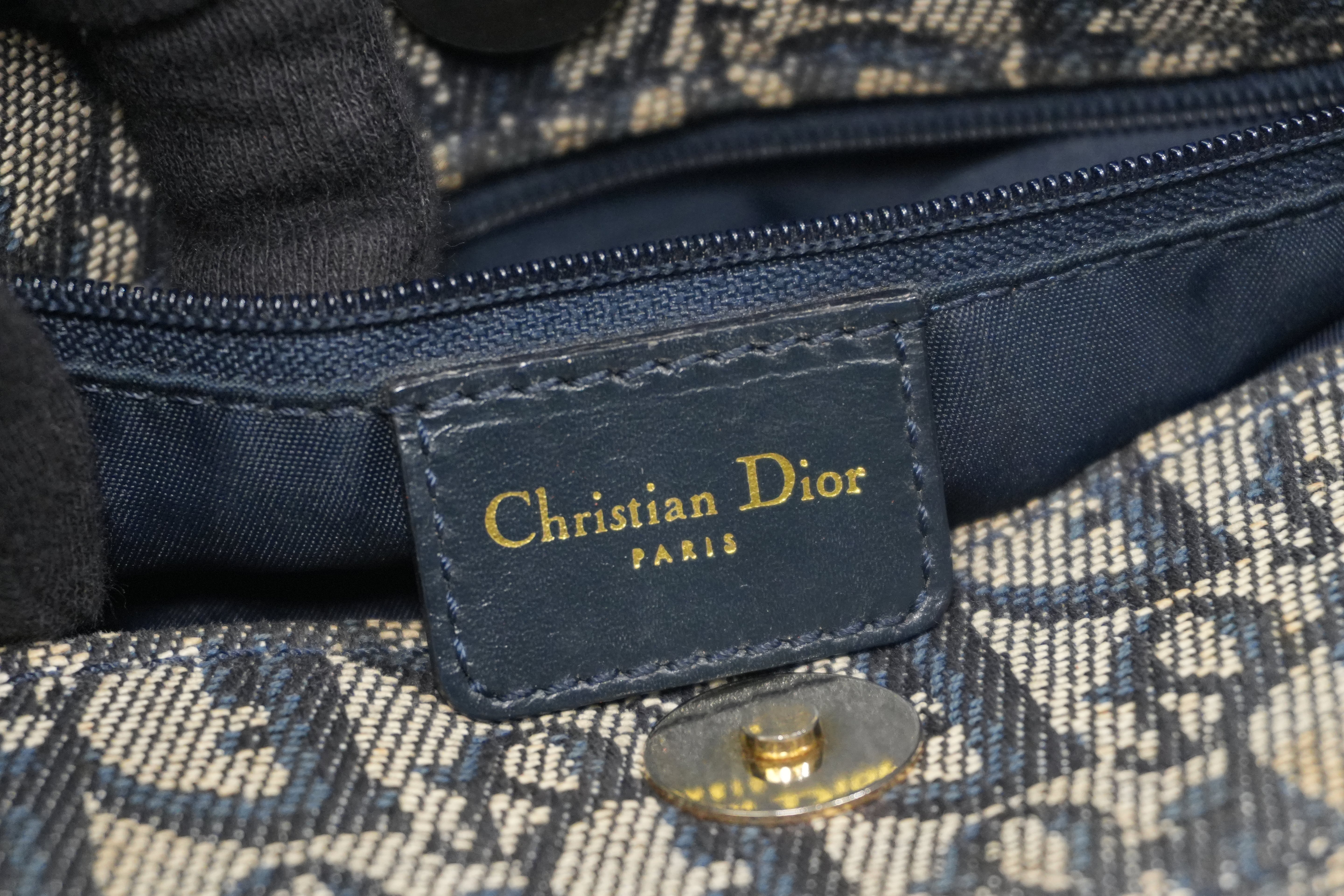 Pre-Owned Dior Oblique Tote Bag Blue