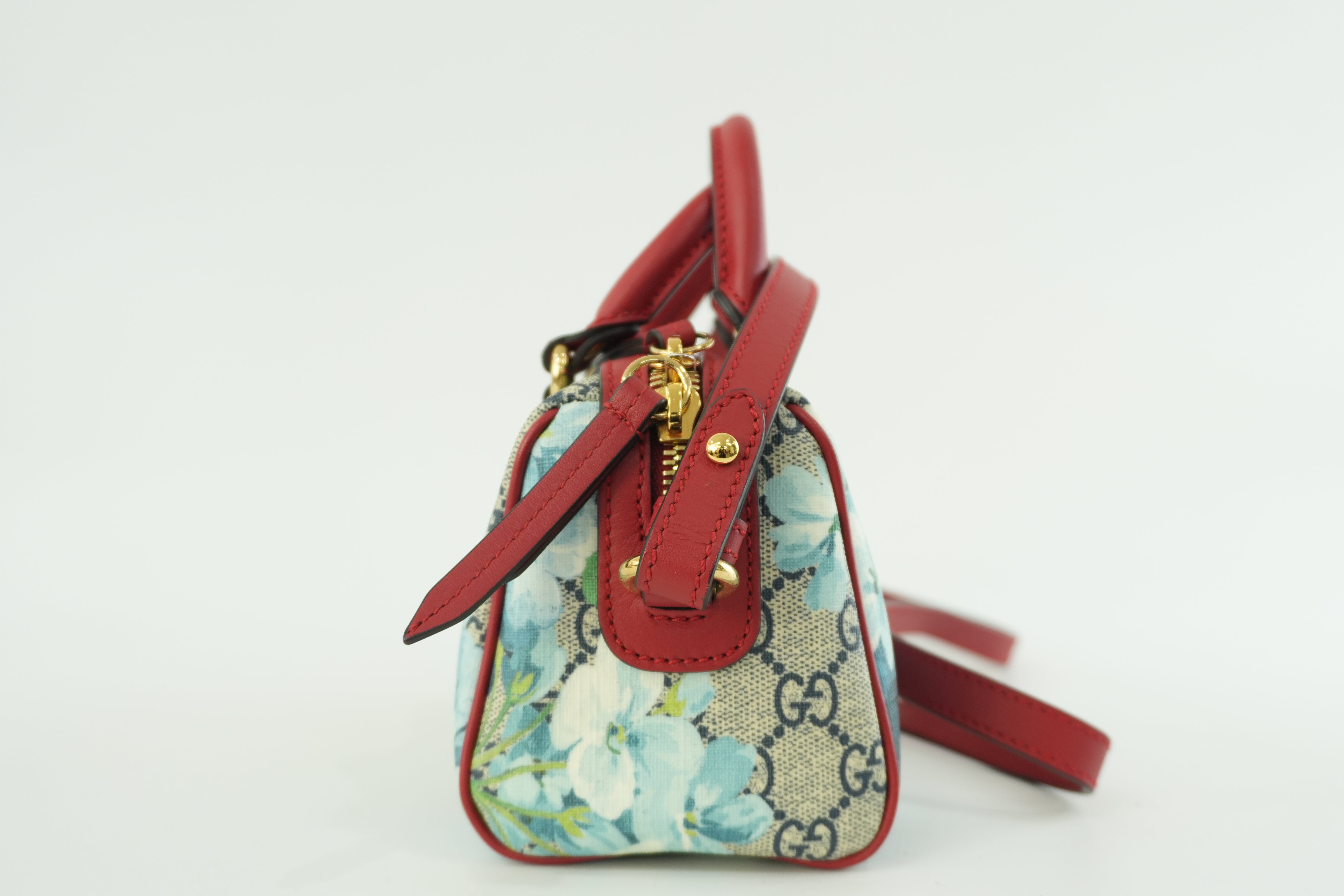 Pre-owned Gucci Leather Blooms Two Way Shoulder Bag Blue and Red