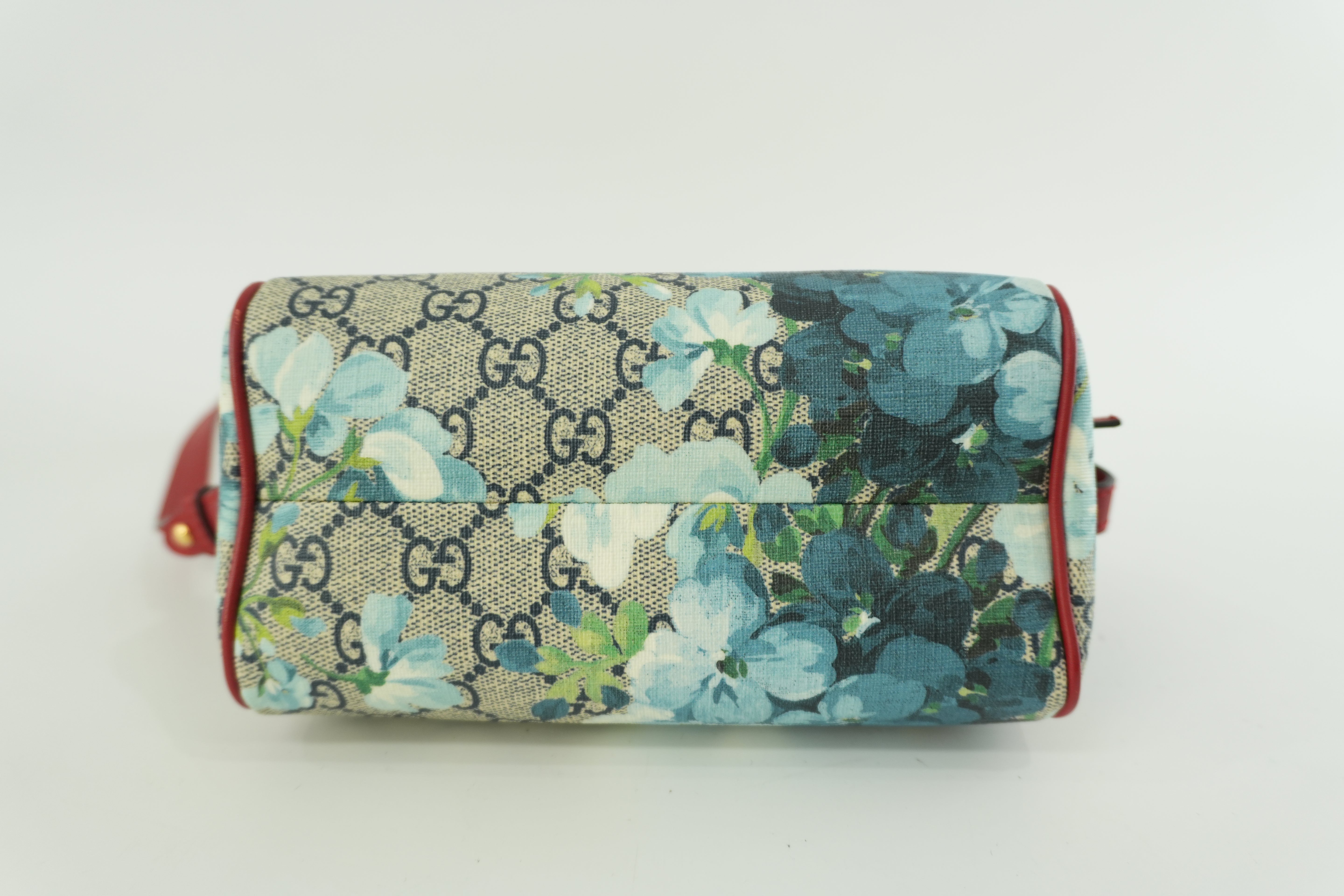 Pre-owned Gucci Leather Blooms Two Way Shoulder Bag Blue and Red