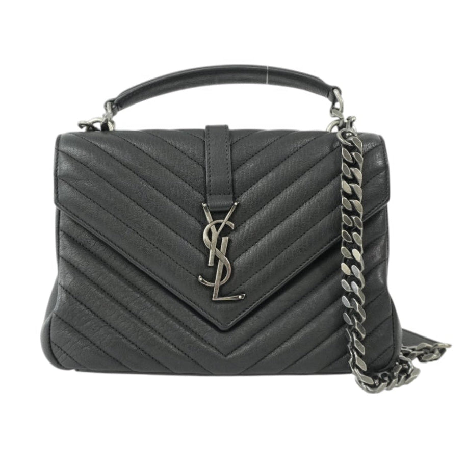 Pre-Owned Yves Saint Laurent Quilted College Chain Crossbody Black