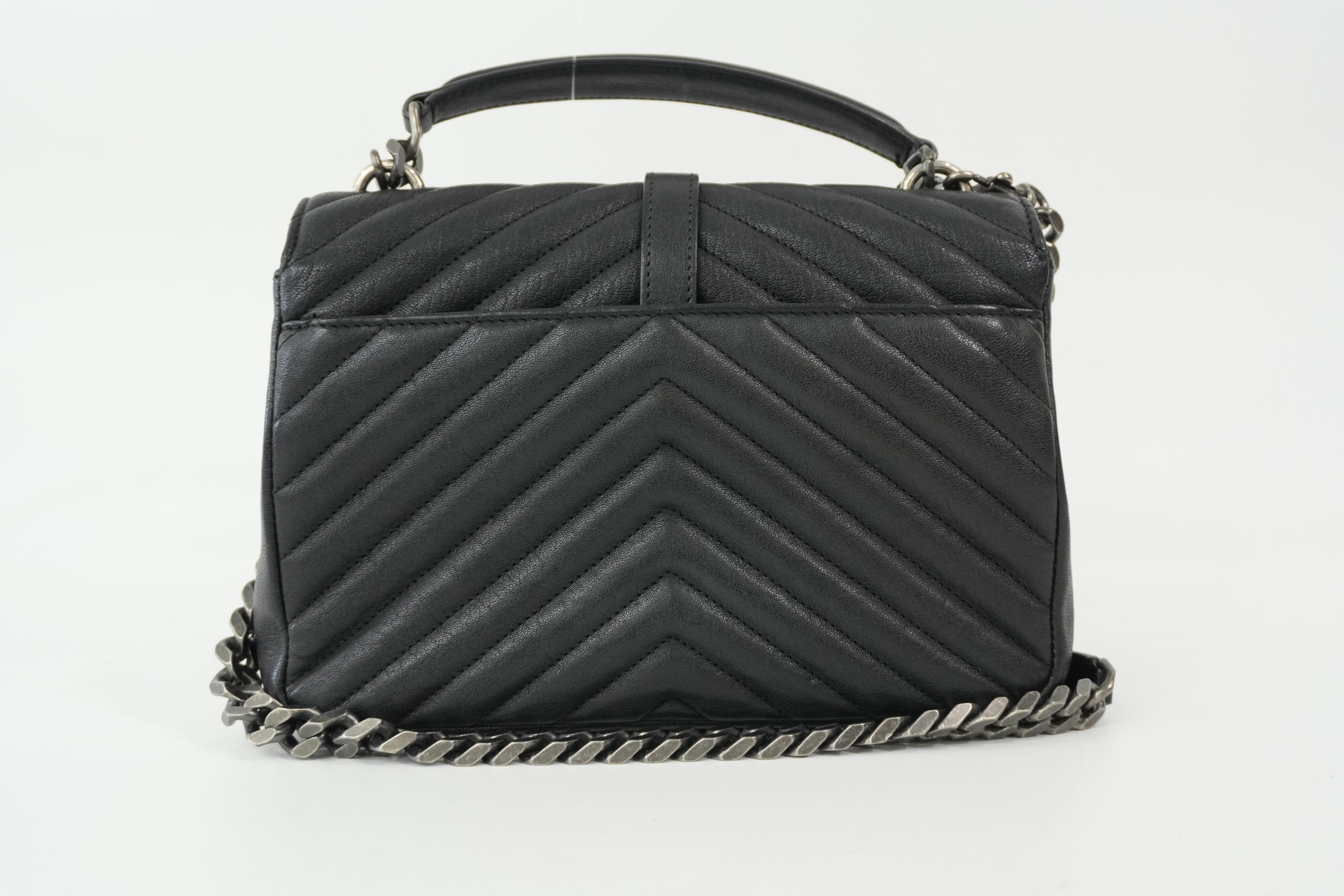 Pre-Owned Yves Saint Laurent Quilted College Chain Crossbody Black
