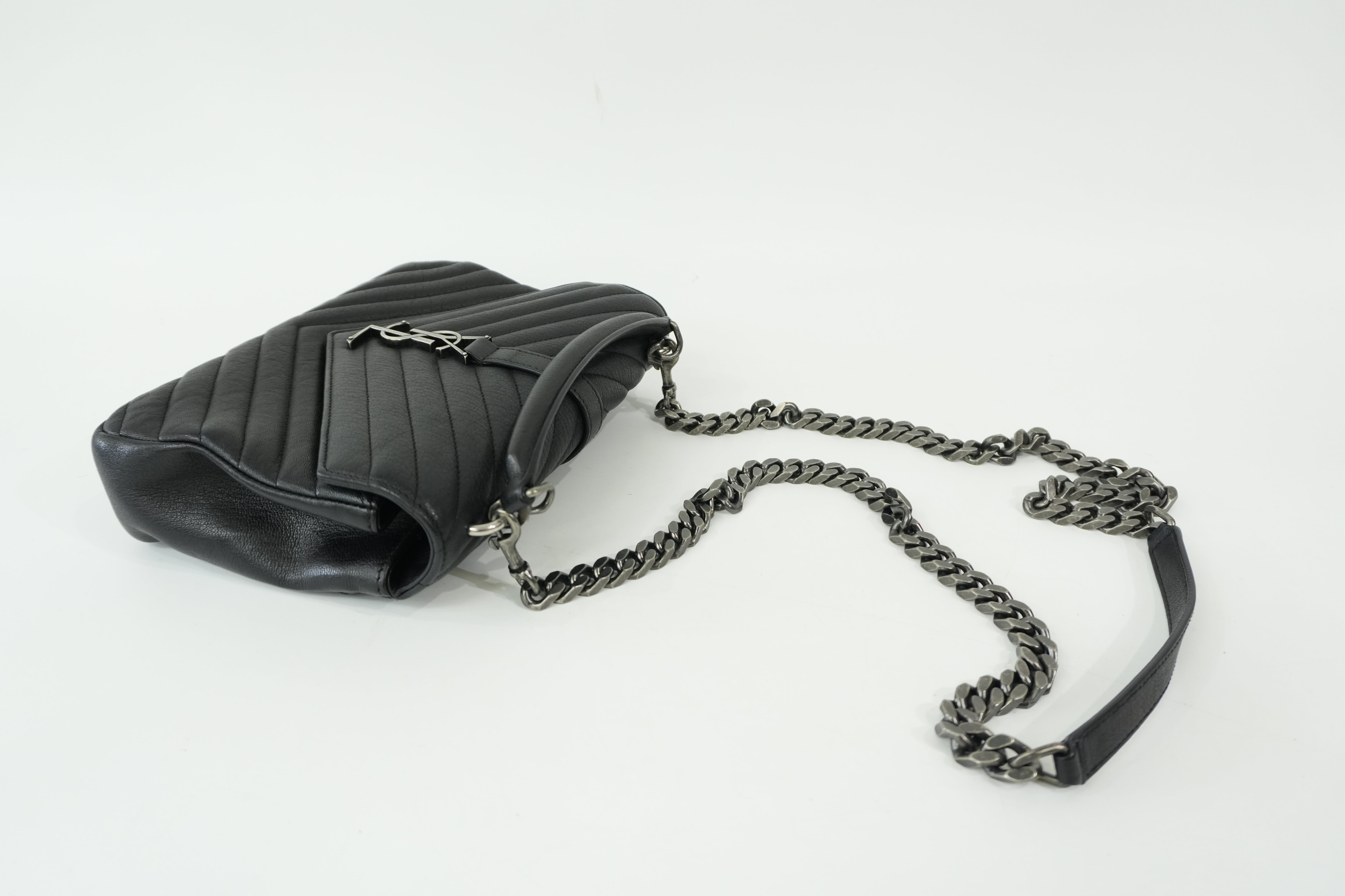 Pre-Owned Yves Saint Laurent Quilted College Chain Crossbody Black