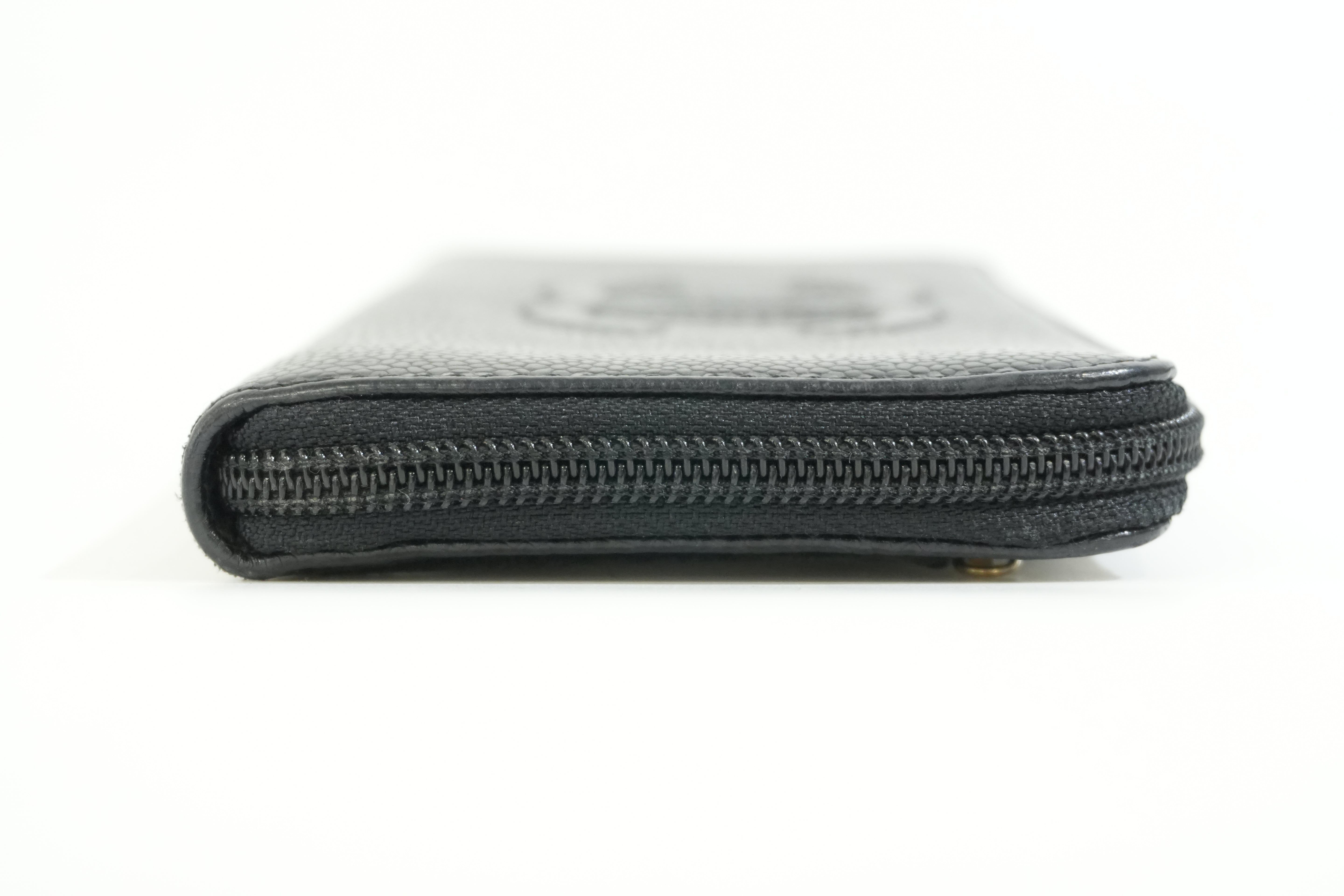 Pre-owned Chanel Caviar Skin Zippy Long Wallet Black