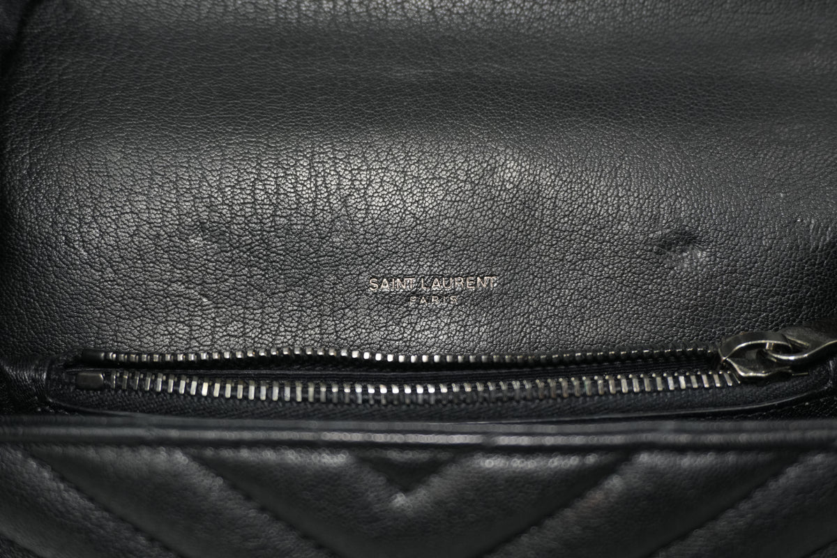 Pre-Owned Yves Saint Laurent Quilted College Chain Crossbody Black