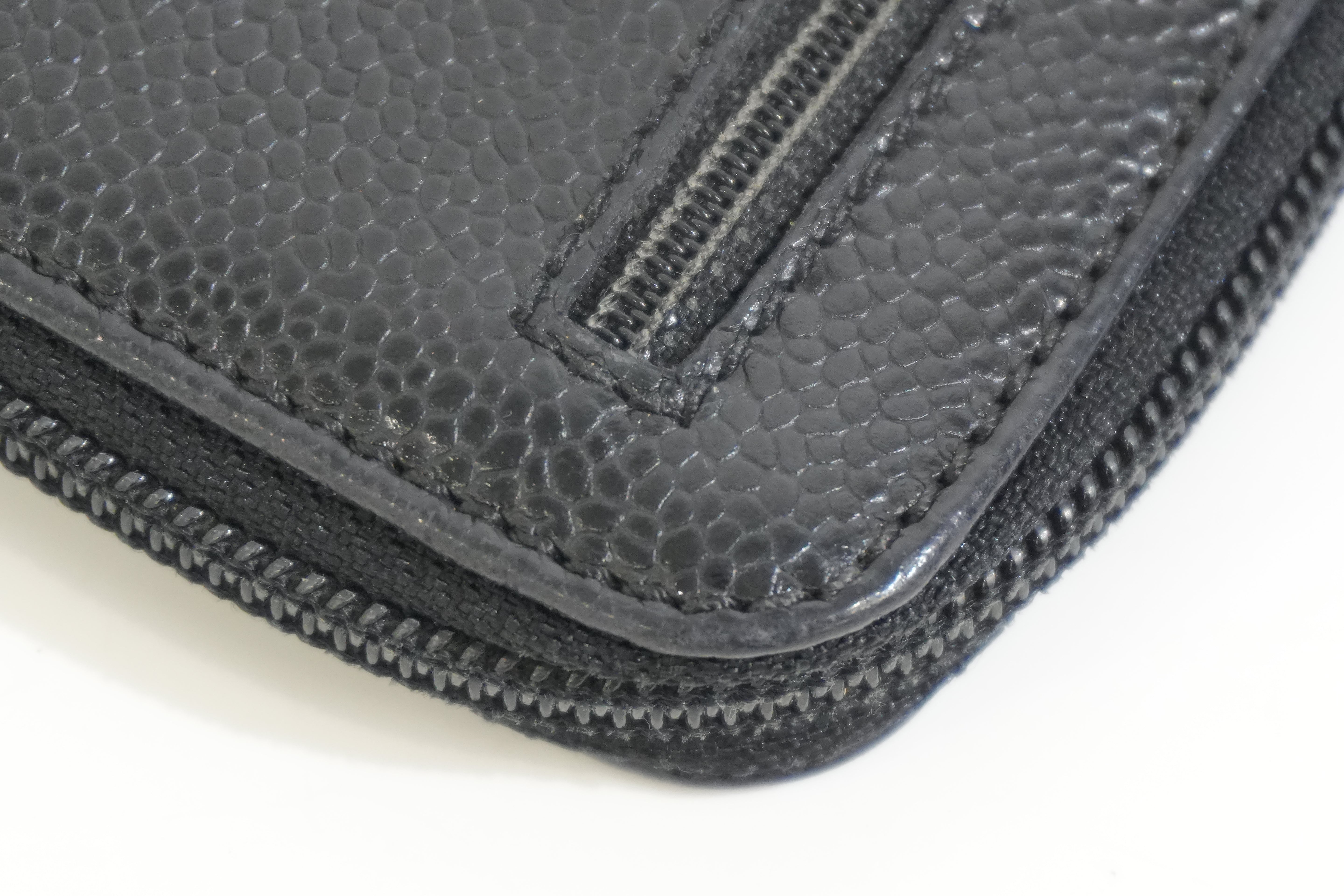 Pre-owned Chanel Caviar Skin Zippy Long Wallet Black