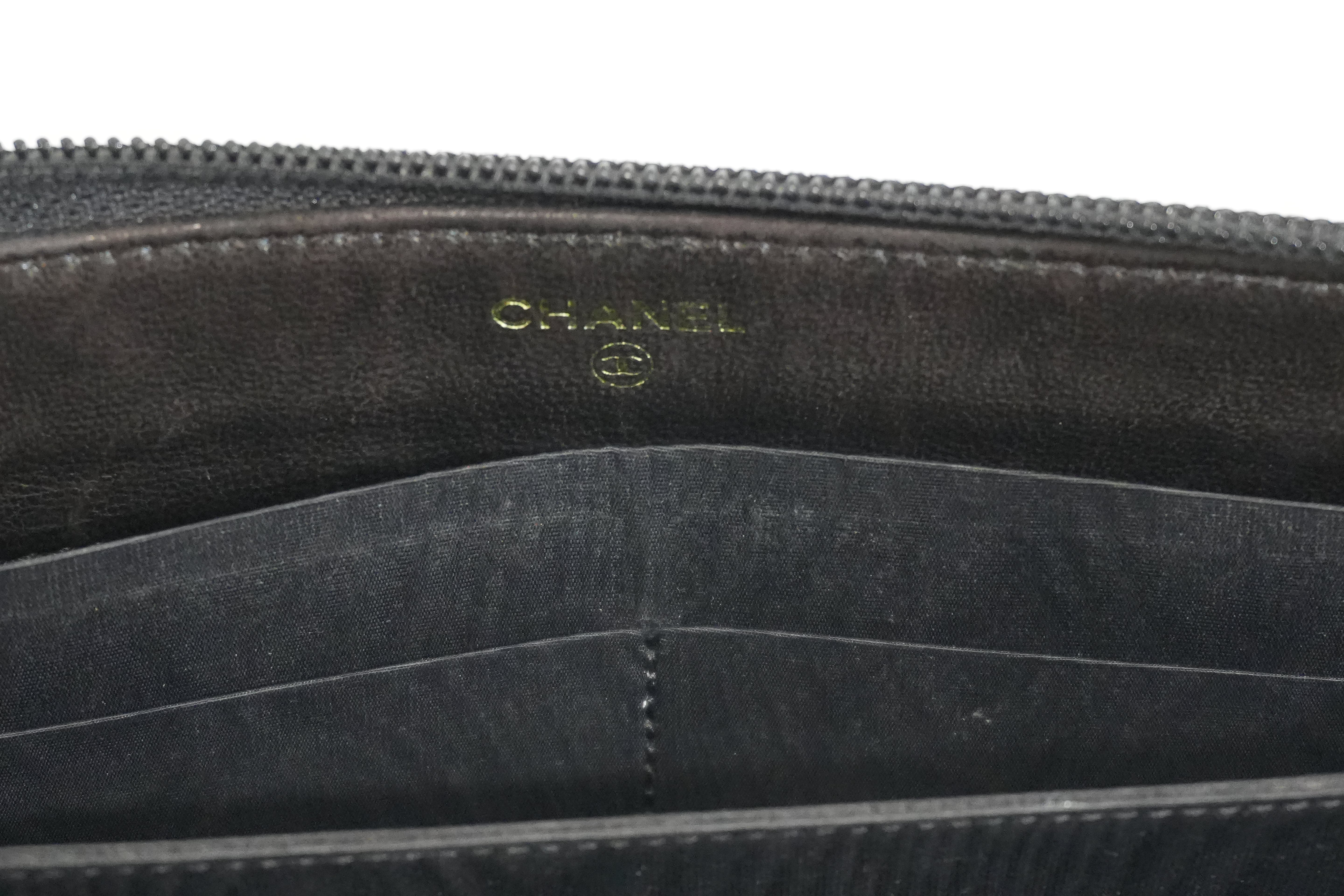 Pre-owned Chanel Caviar Skin Zippy Long Wallet Black