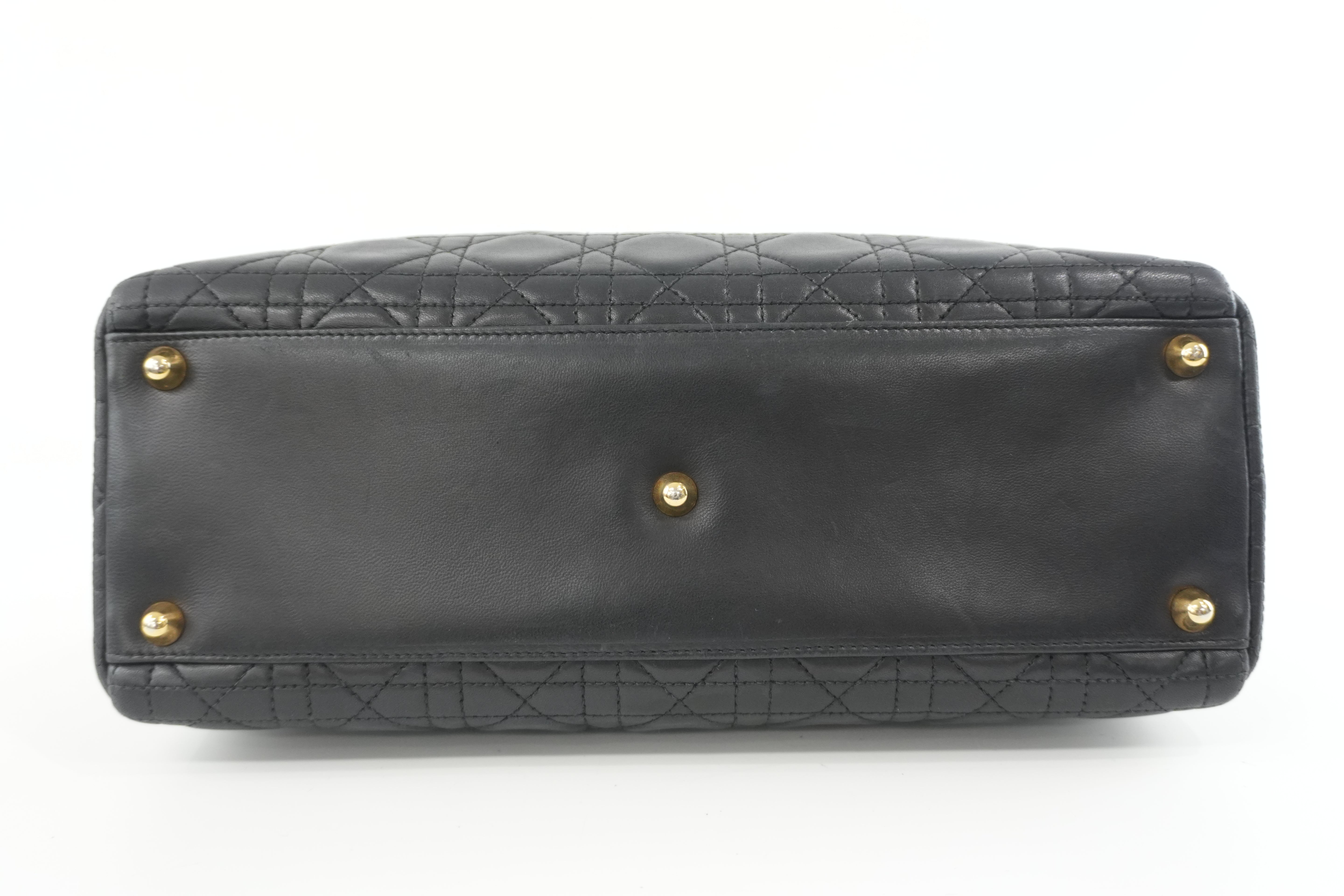 Christian Dior Lambskin Leather Lady Dior Handbag Black Used