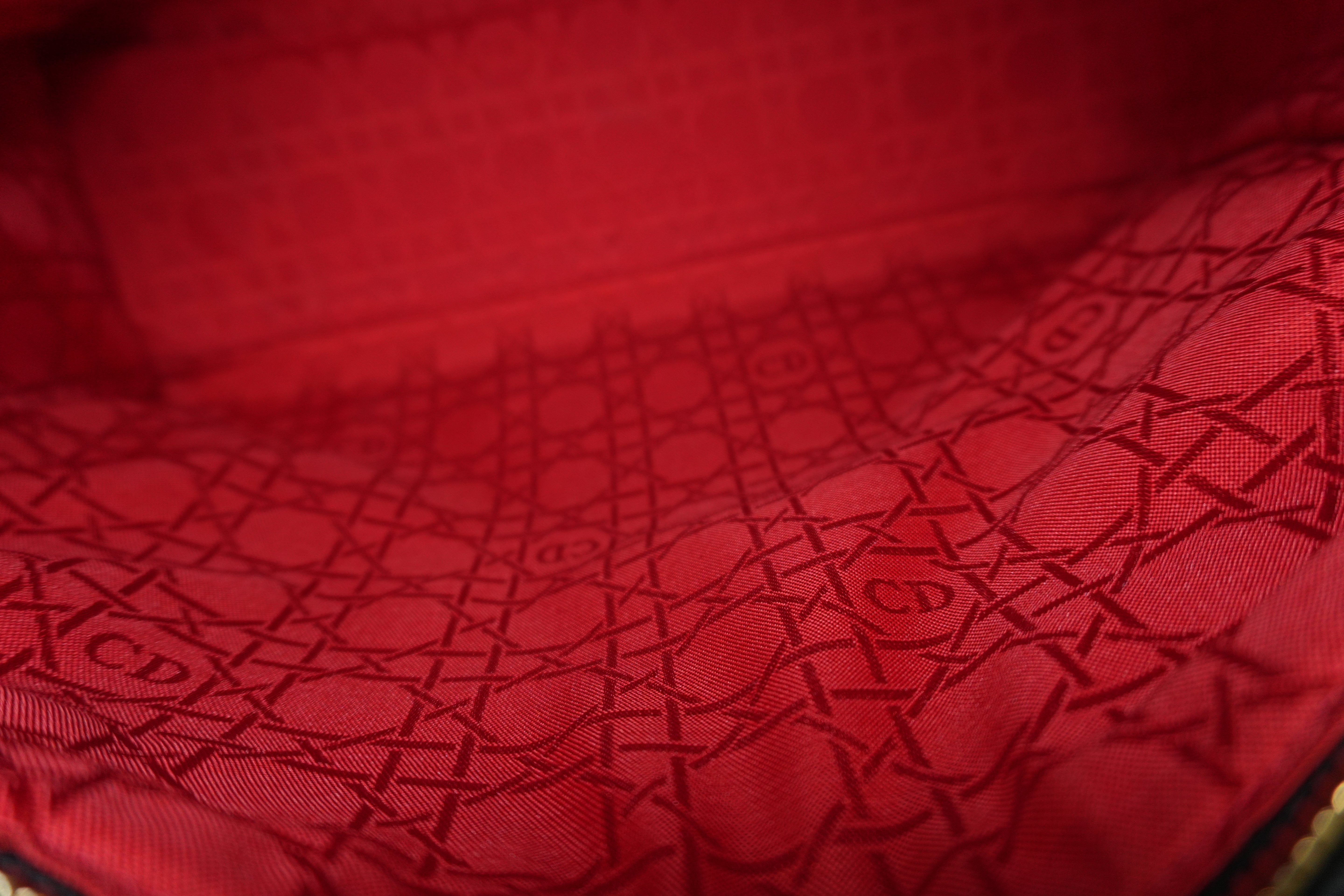 Christian Dior Lambskin Leather Lady Dior Handbag Black Used