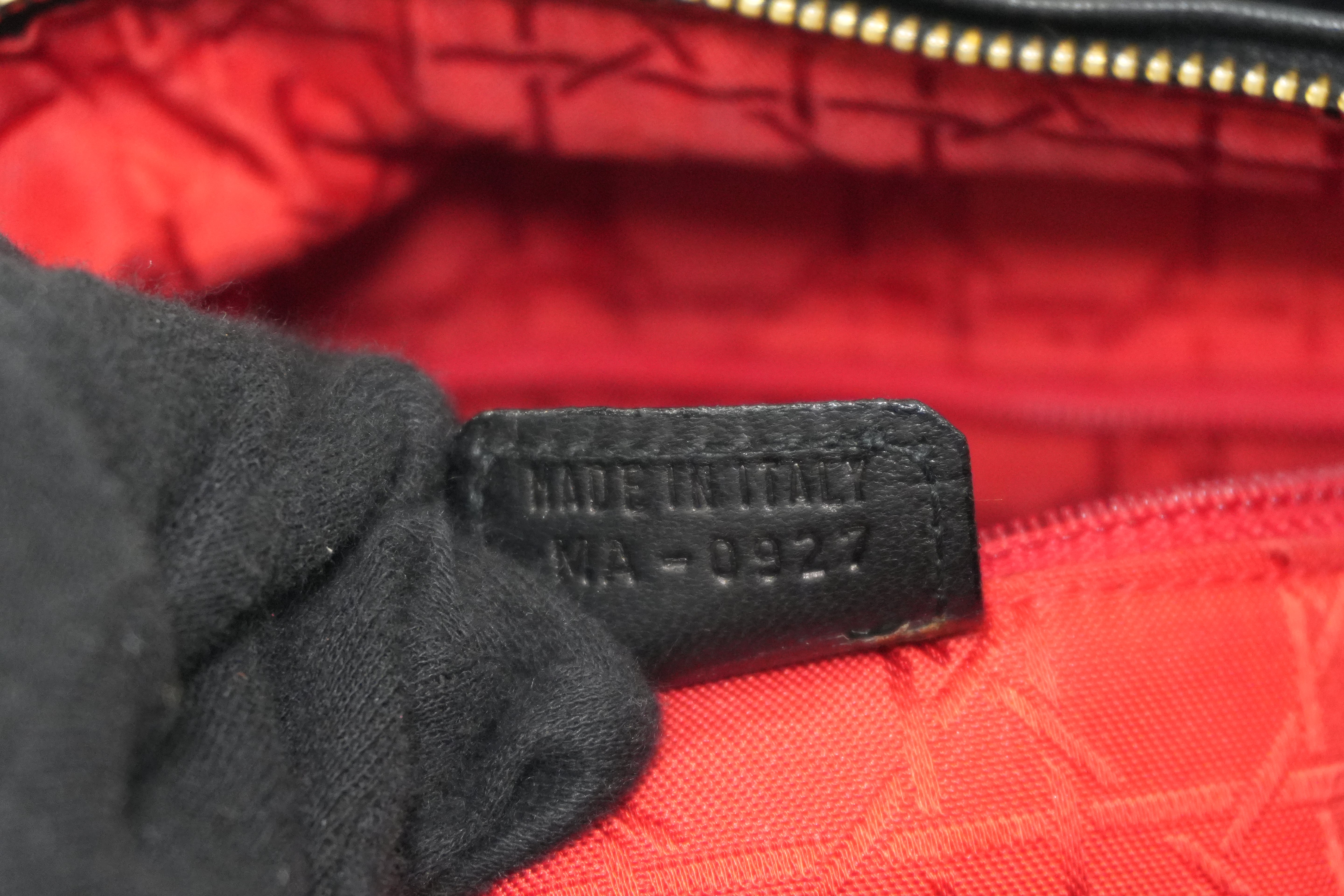 Christian Dior Lambskin Leather Lady Dior Handbag Black Used