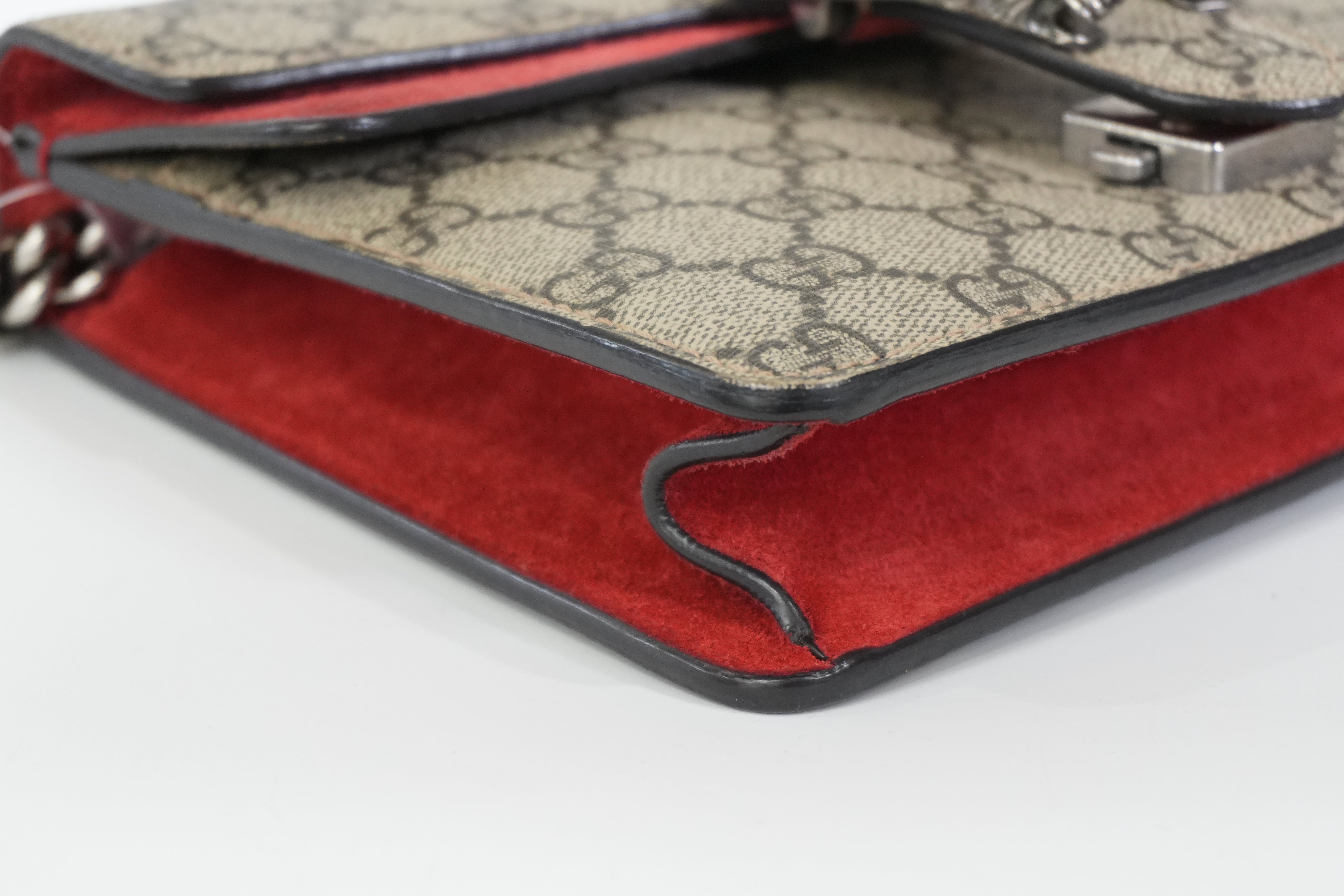 Pre-owned Gucci Dionysus Chain Shoulder Bag Brown and Red