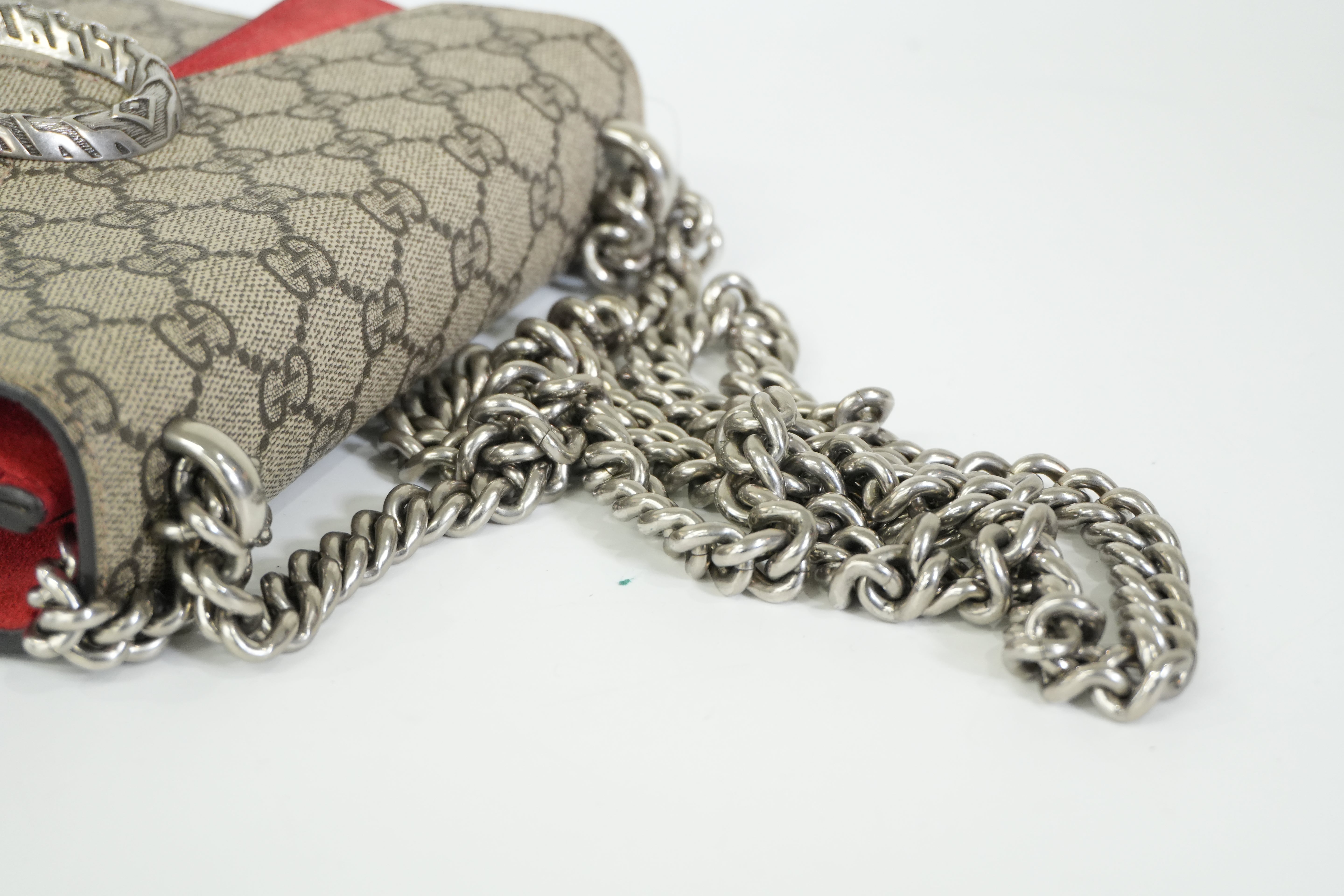 Pre-owned Gucci Dionysus Chain Shoulder Bag Brown and Red