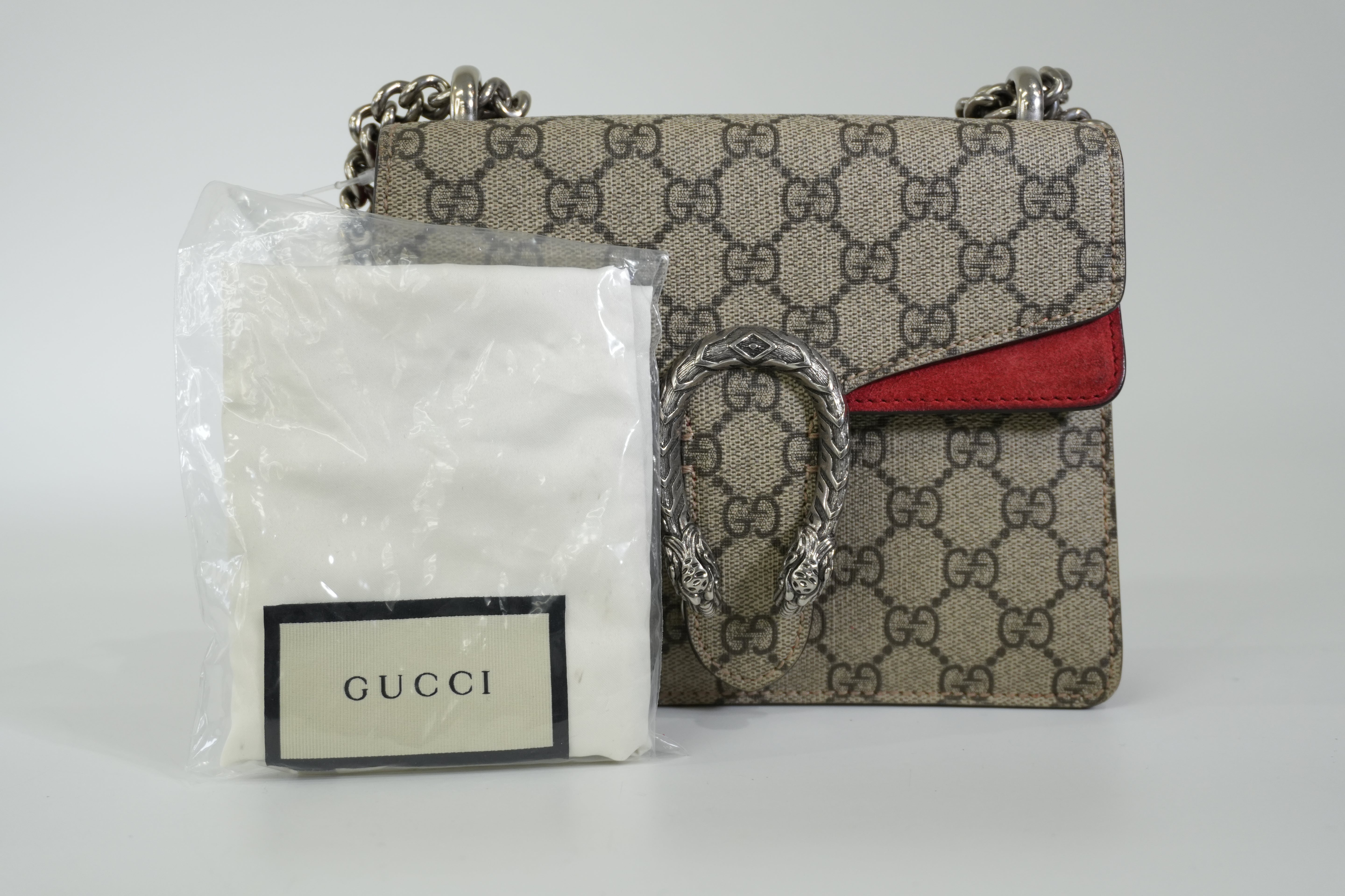 Pre-owned Gucci Dionysus Chain Shoulder Bag Brown and Red
