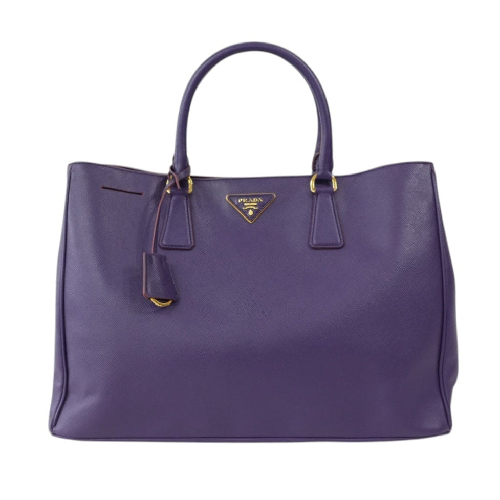 Pre-Owned Prada Saffiano Lux Galleria Double Zip Handbag Purple
