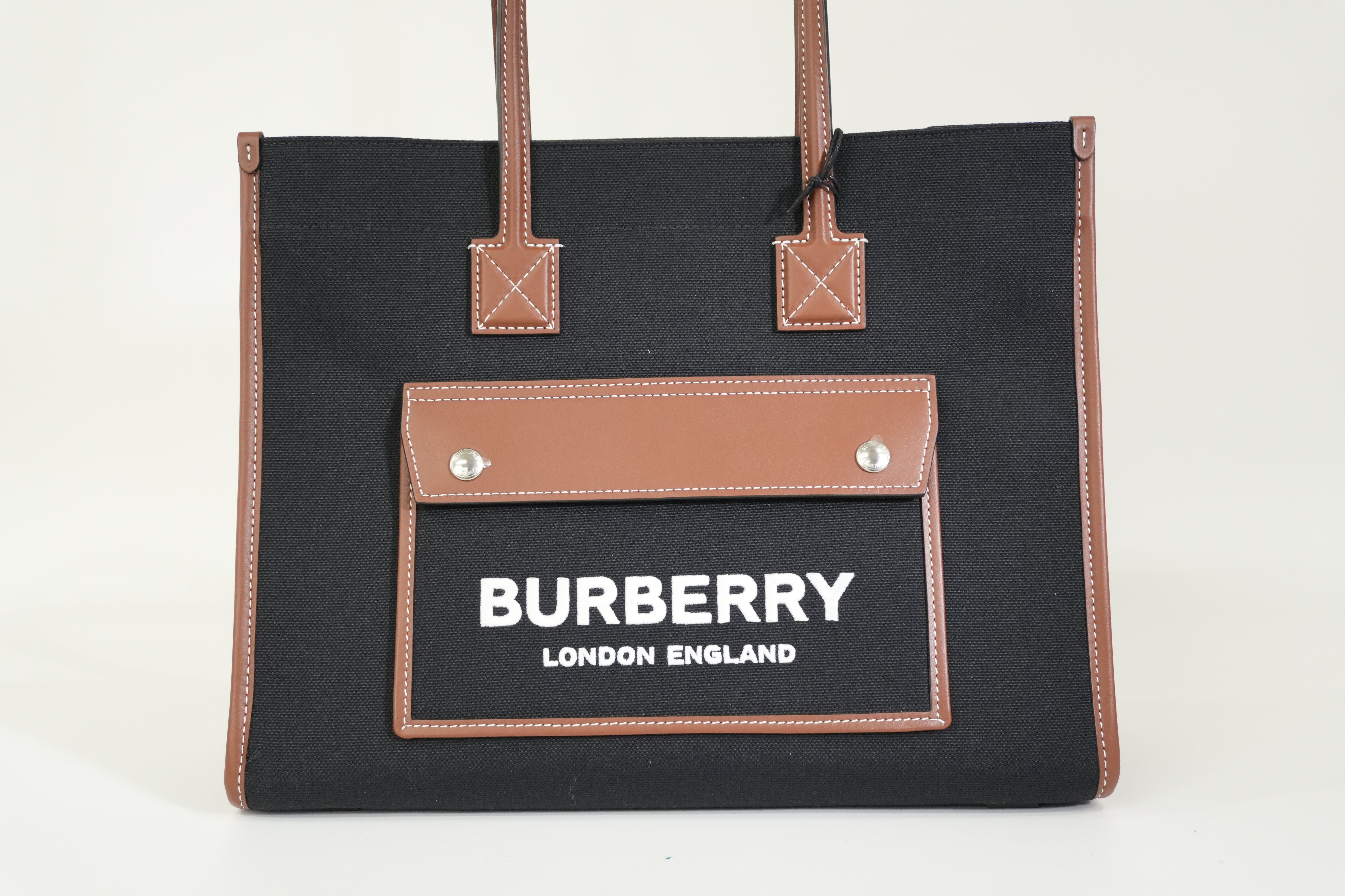 Pre-owned Burberry Freya Tote Bag Black and Brown