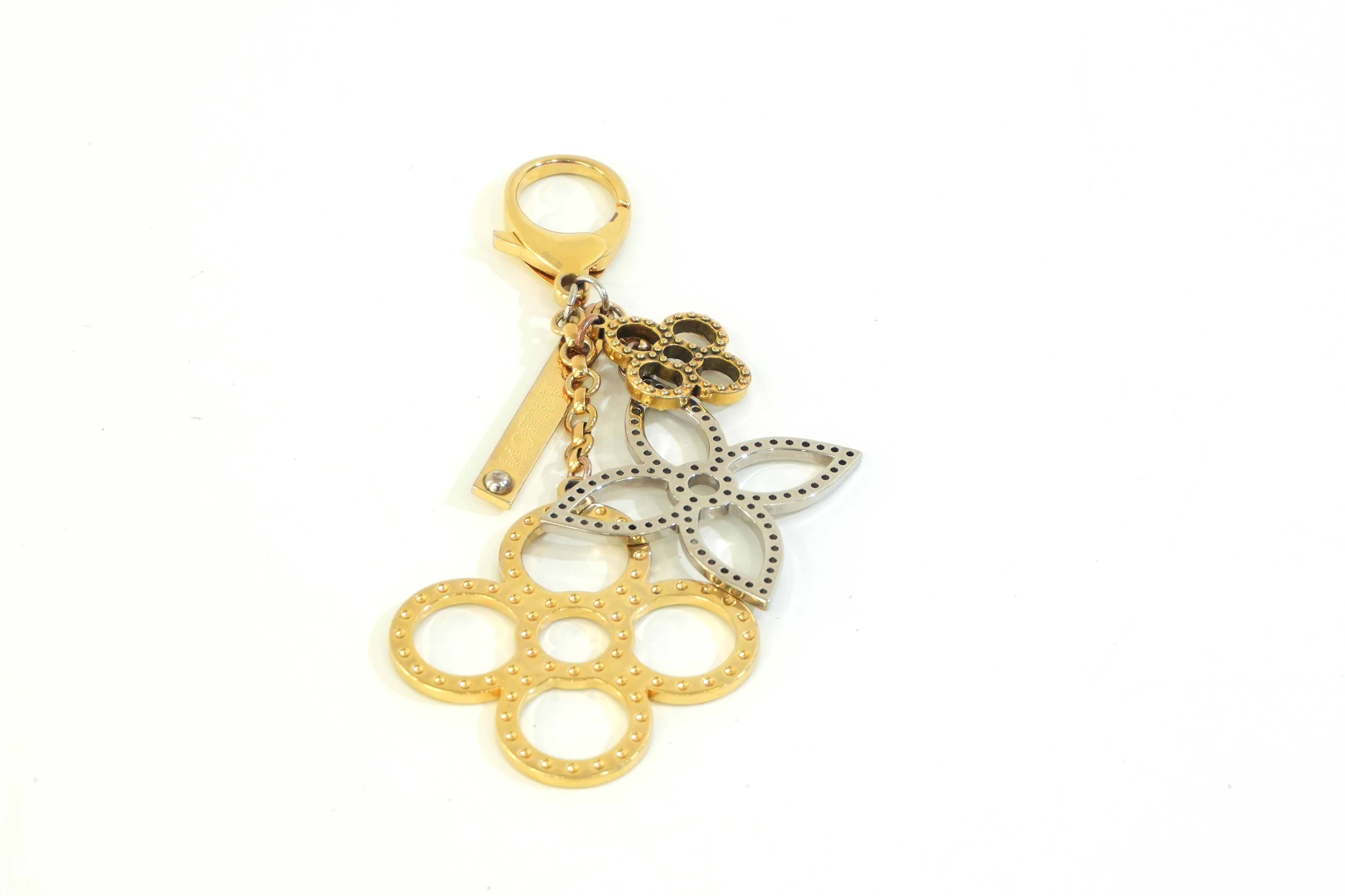 Pre-owned Louis Vuitton Flower Bag Charm Gold and Silver