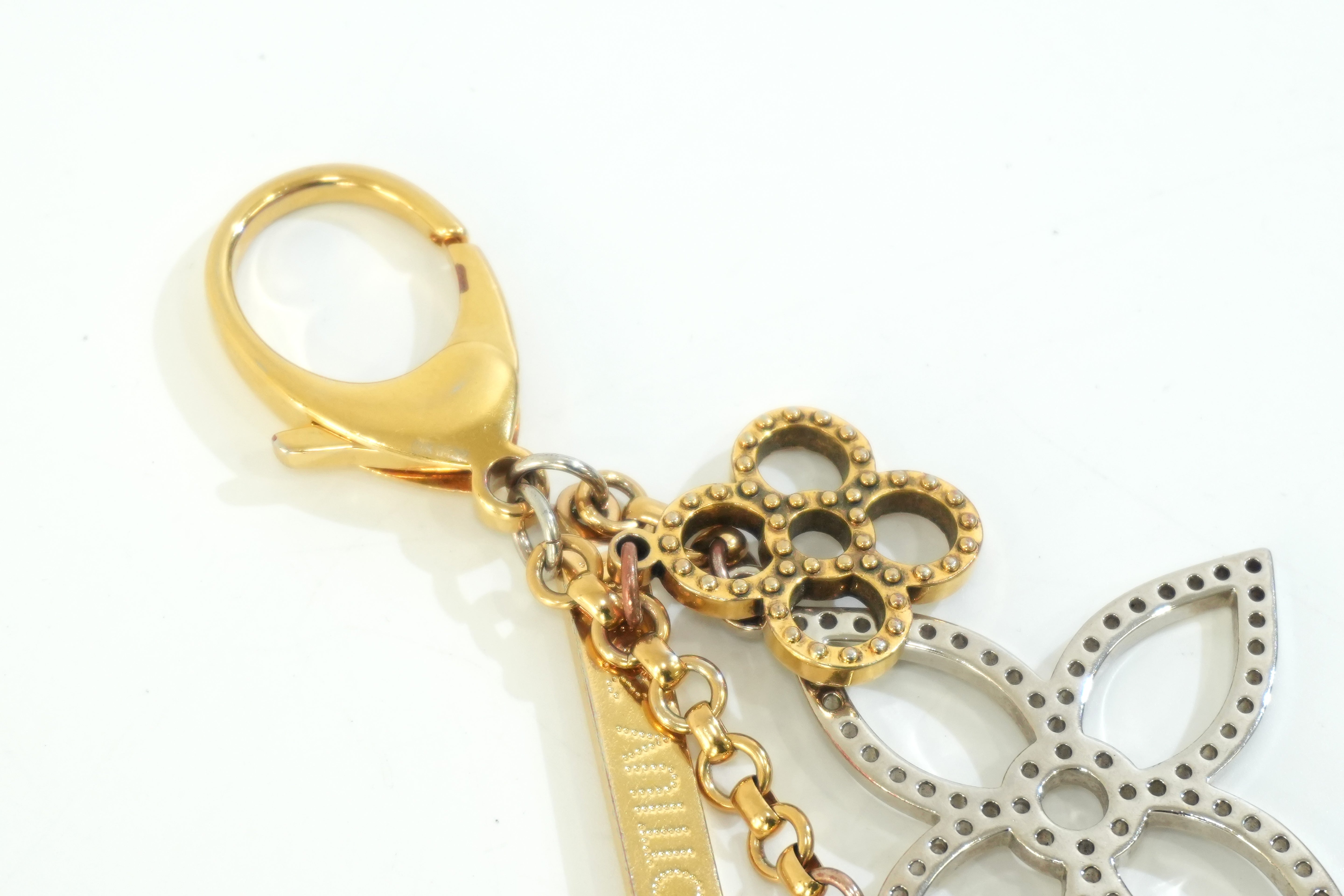 Pre-owned Louis Vuitton Flower Bag Charm Gold and Silver