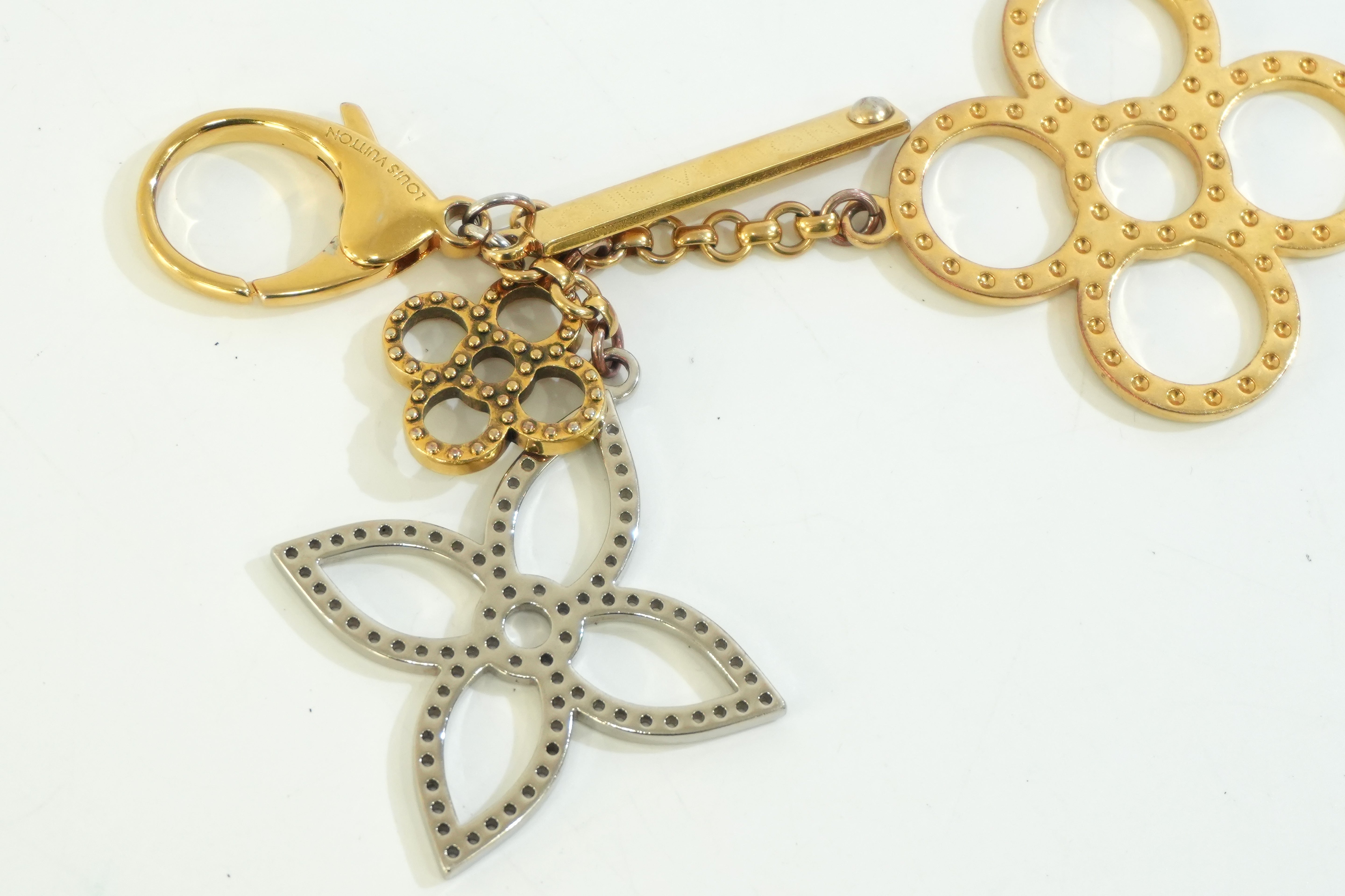 Pre-owned Louis Vuitton Flower Bag Charm Gold and Silver