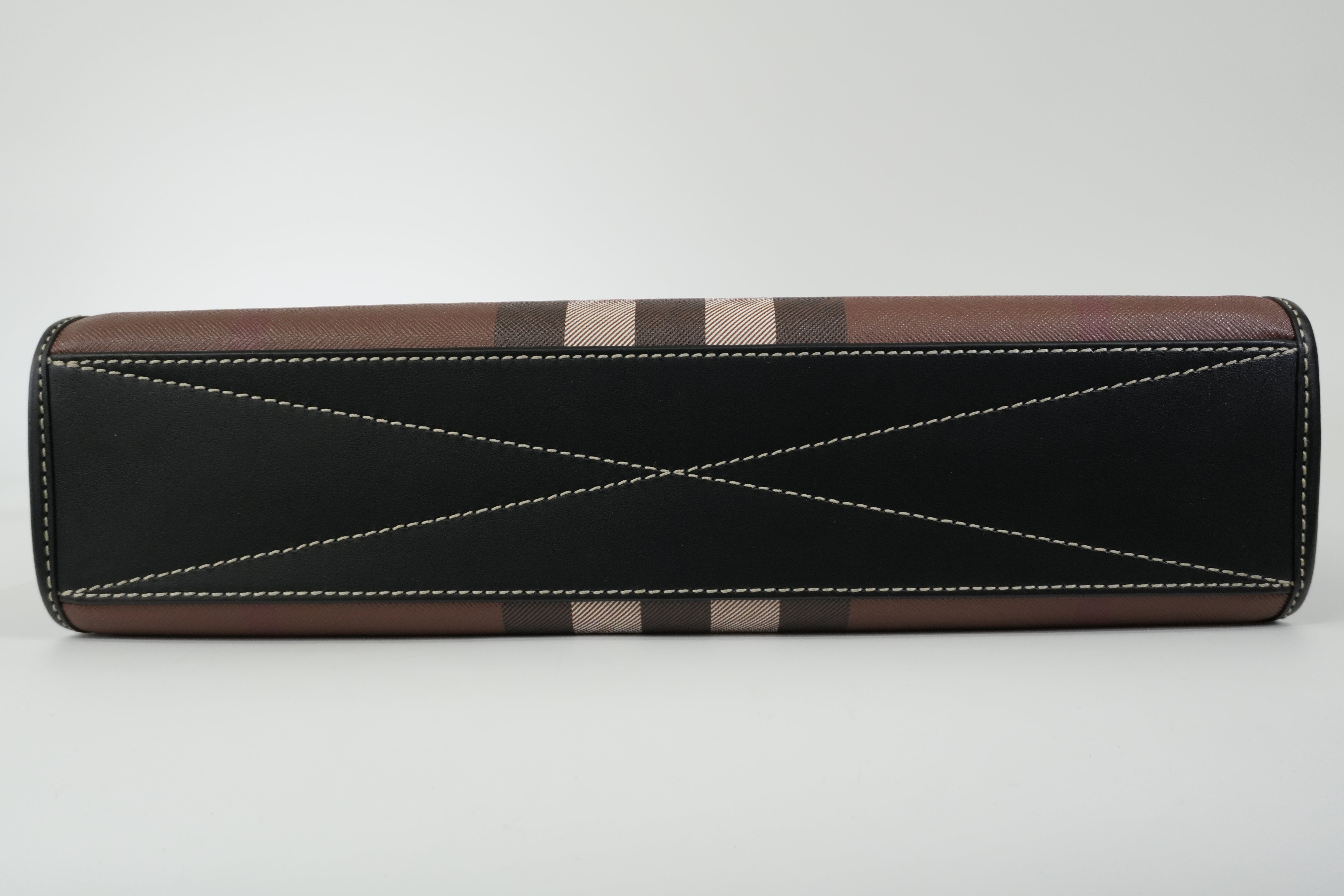 Pre-owned Burberry Two Way Medium Check Denny Tote Bag Brown