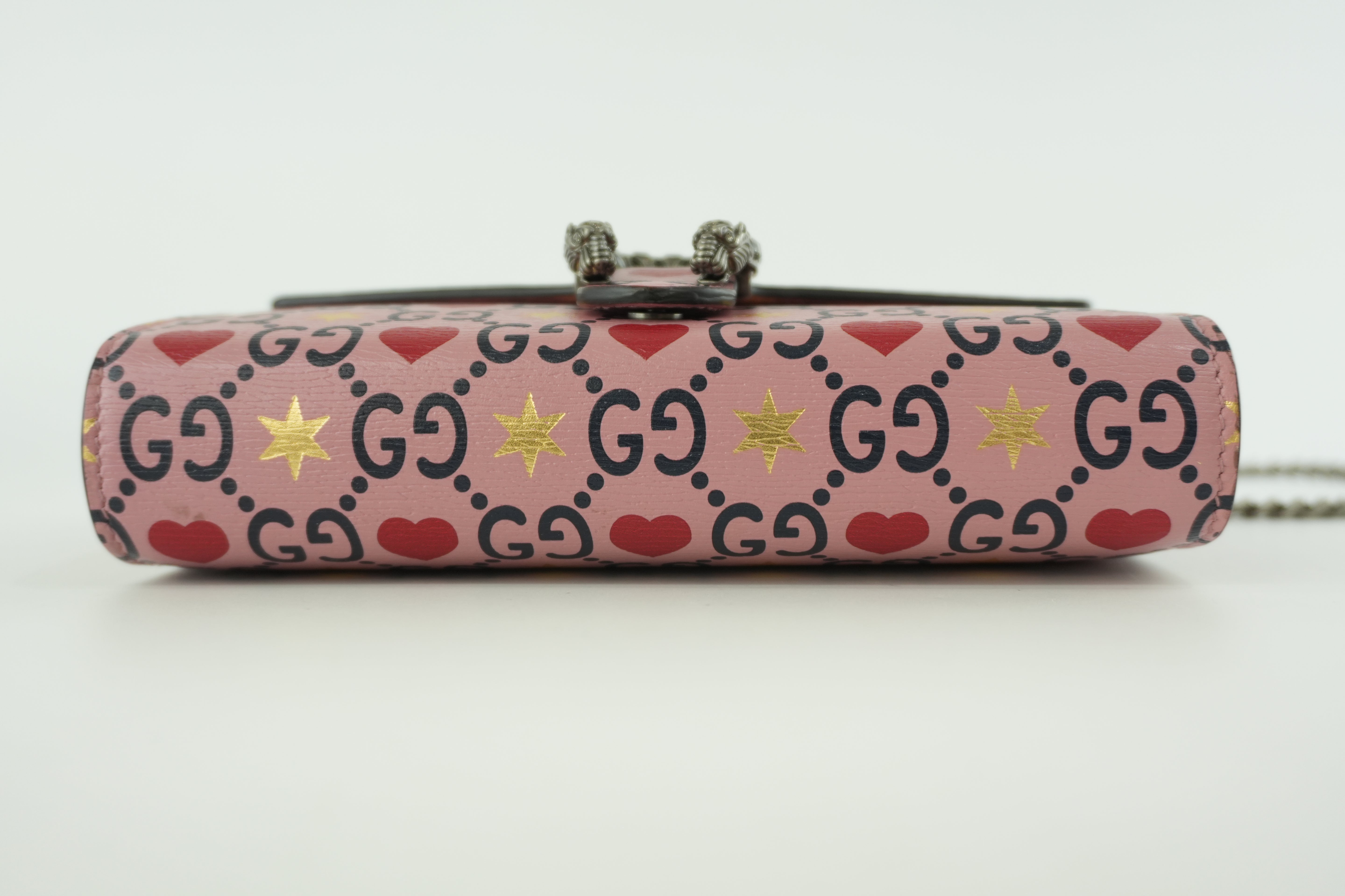 Gucci Leather Dionysus Valentine Limited Edition Pink Chain Shoulder Bag Used