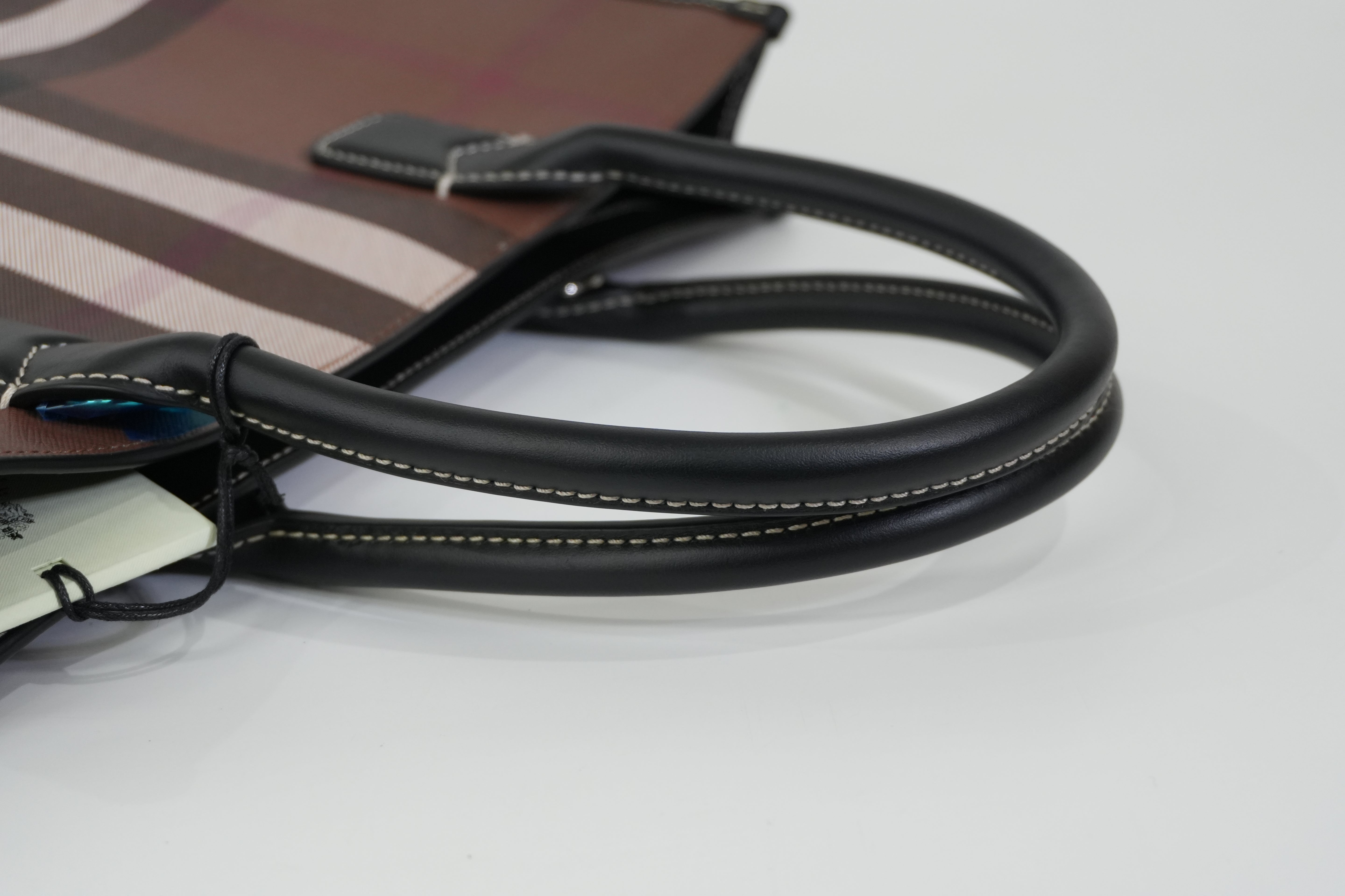 Pre-owned Burberry Two Way Medium Check Denny Tote Bag Brown