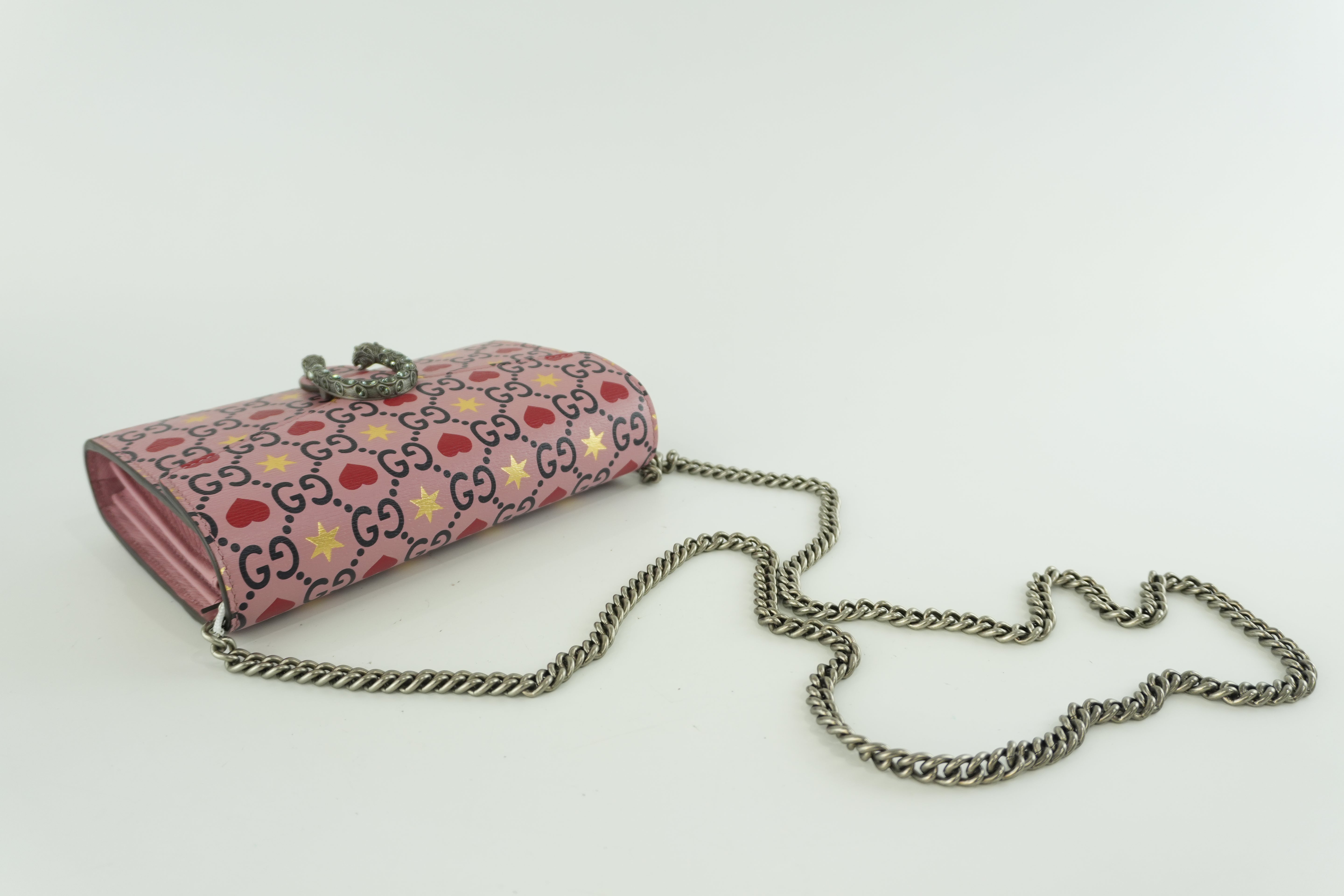 Gucci Leather Dionysus Valentine Limited Edition Pink Chain Shoulder Bag Used