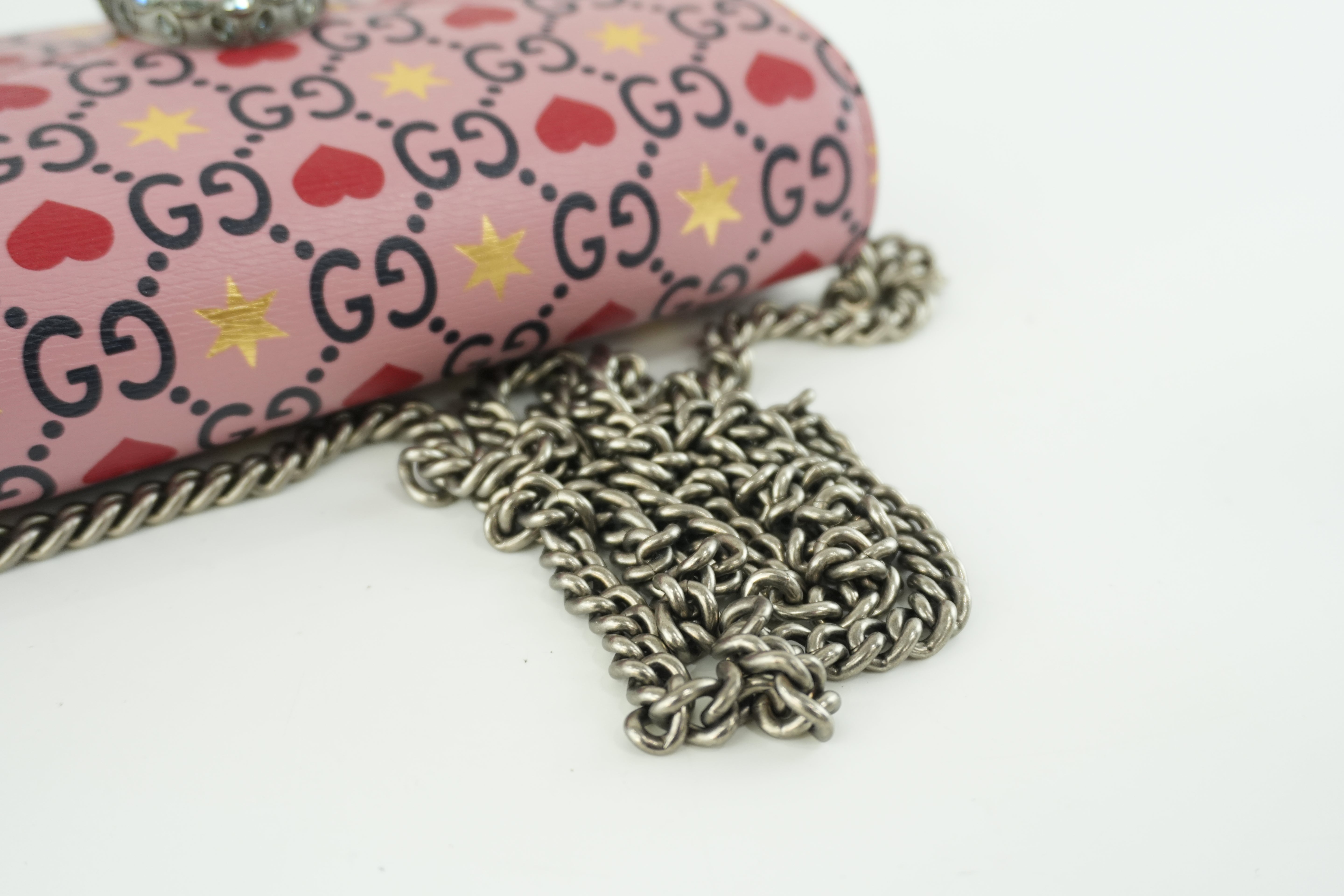 Gucci Leather Dionysus Valentine Limited Edition Pink Chain Shoulder Bag Used