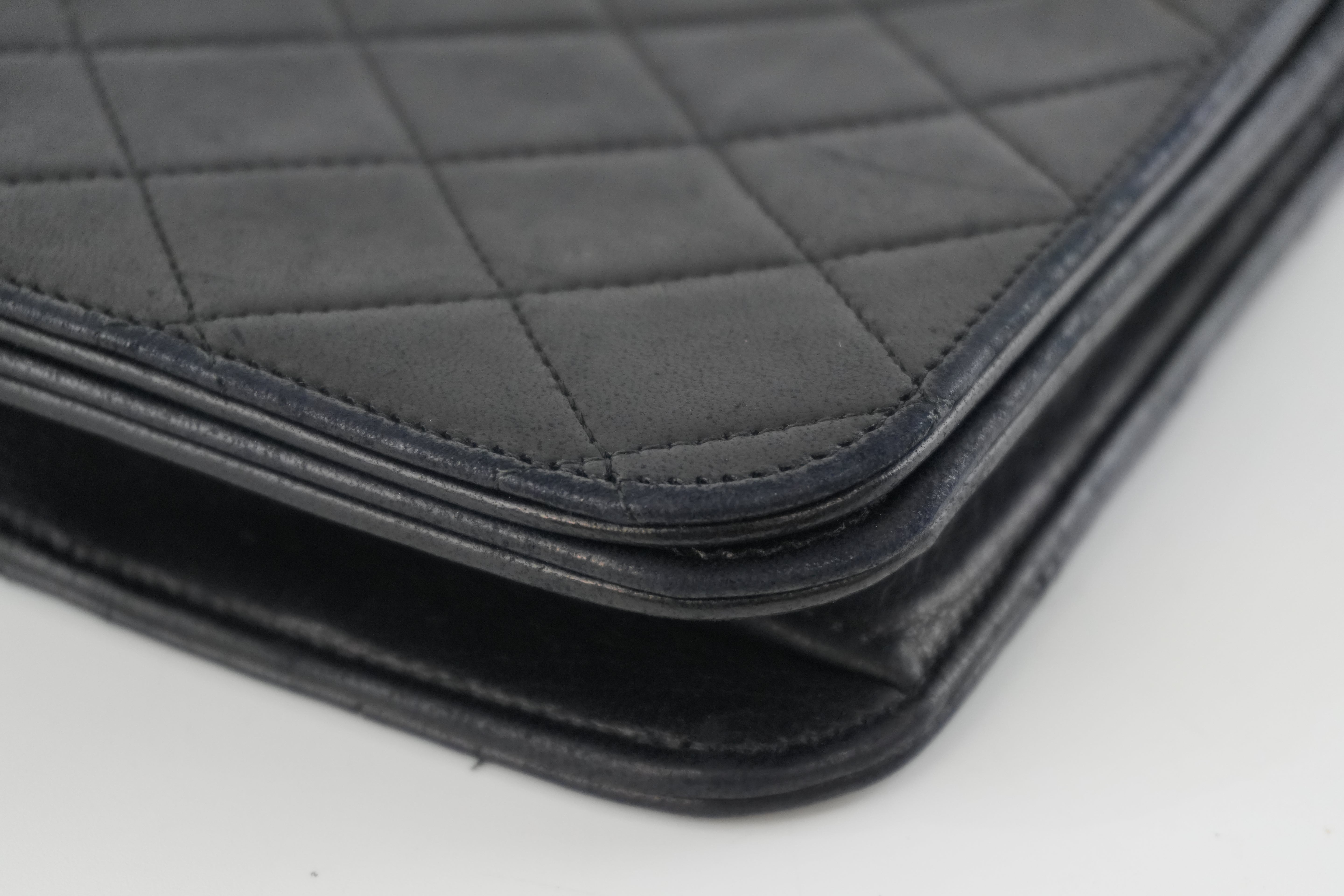 Pre-owned Chanel Lambskin Leather Chain Shoulder Bag Black