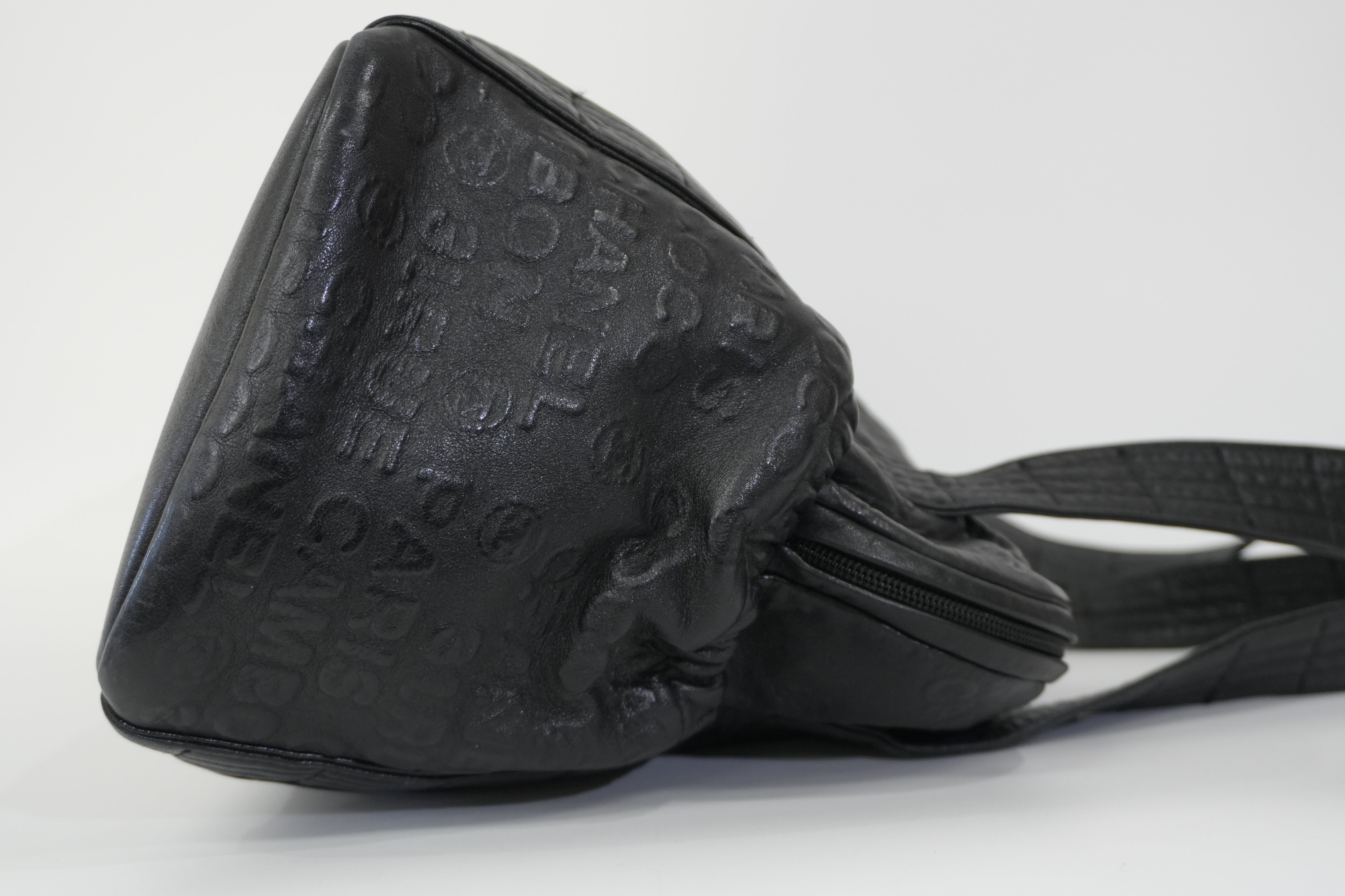 Pre-owned Chanel Lambskin Leather 31 Rue Cambon Embossed Tote Bag Black