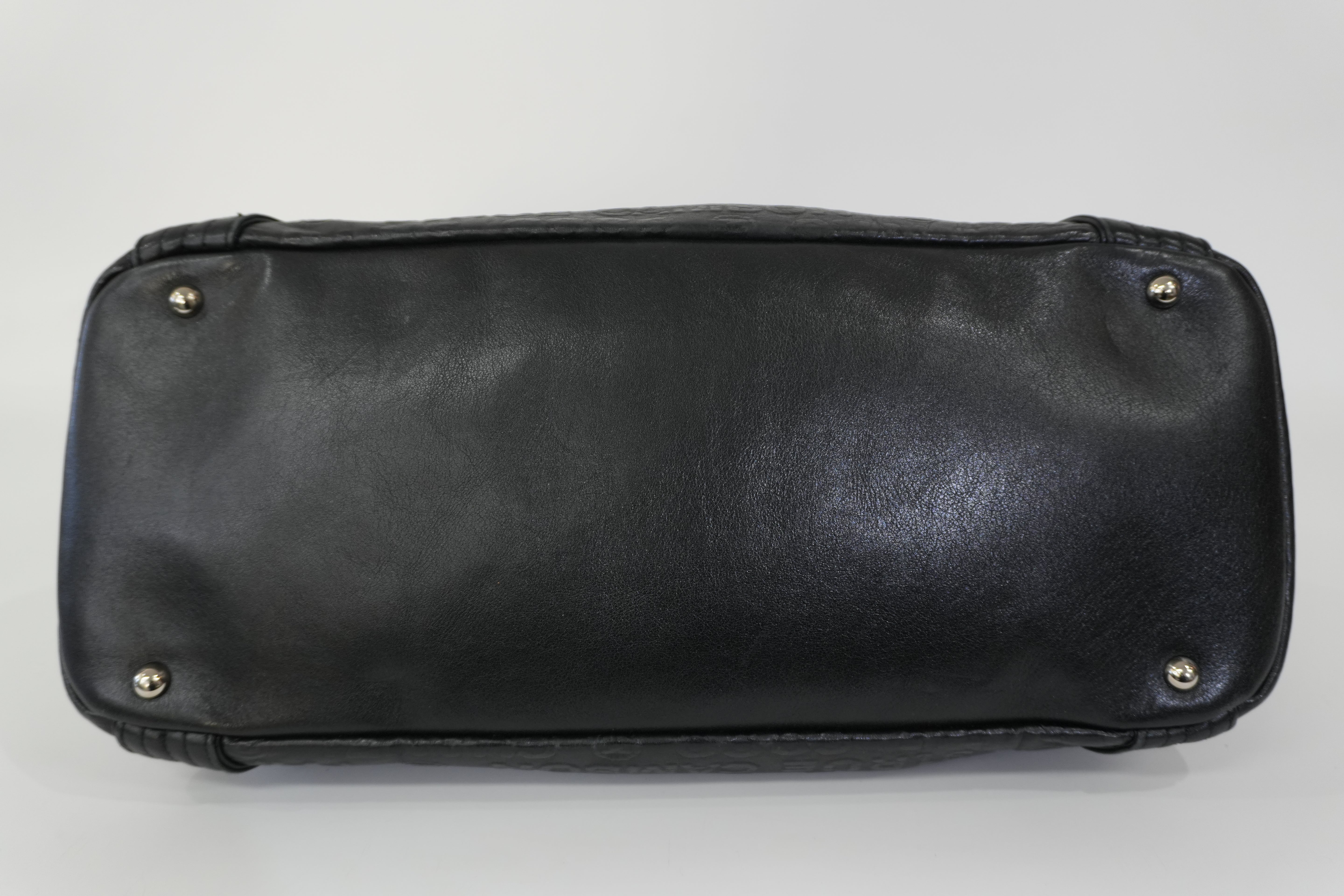 Pre-owned Chanel Lambskin Leather 31 Rue Cambon Embossed Tote Bag Black