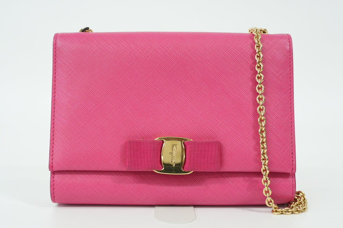 Pre-Owned Ferragamo Vara Bow Crossbody Bag Pink