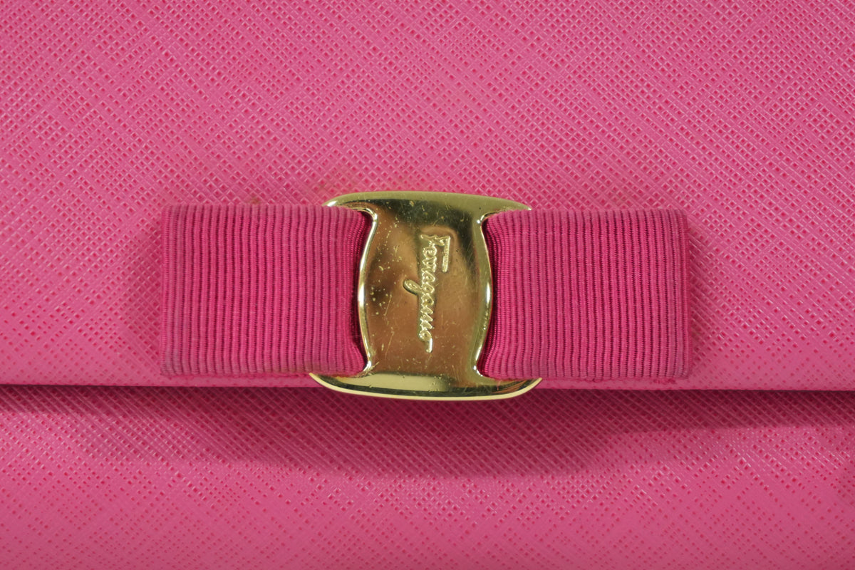 Pre-Owned Ferragamo Vara Bow Crossbody Bag Pink