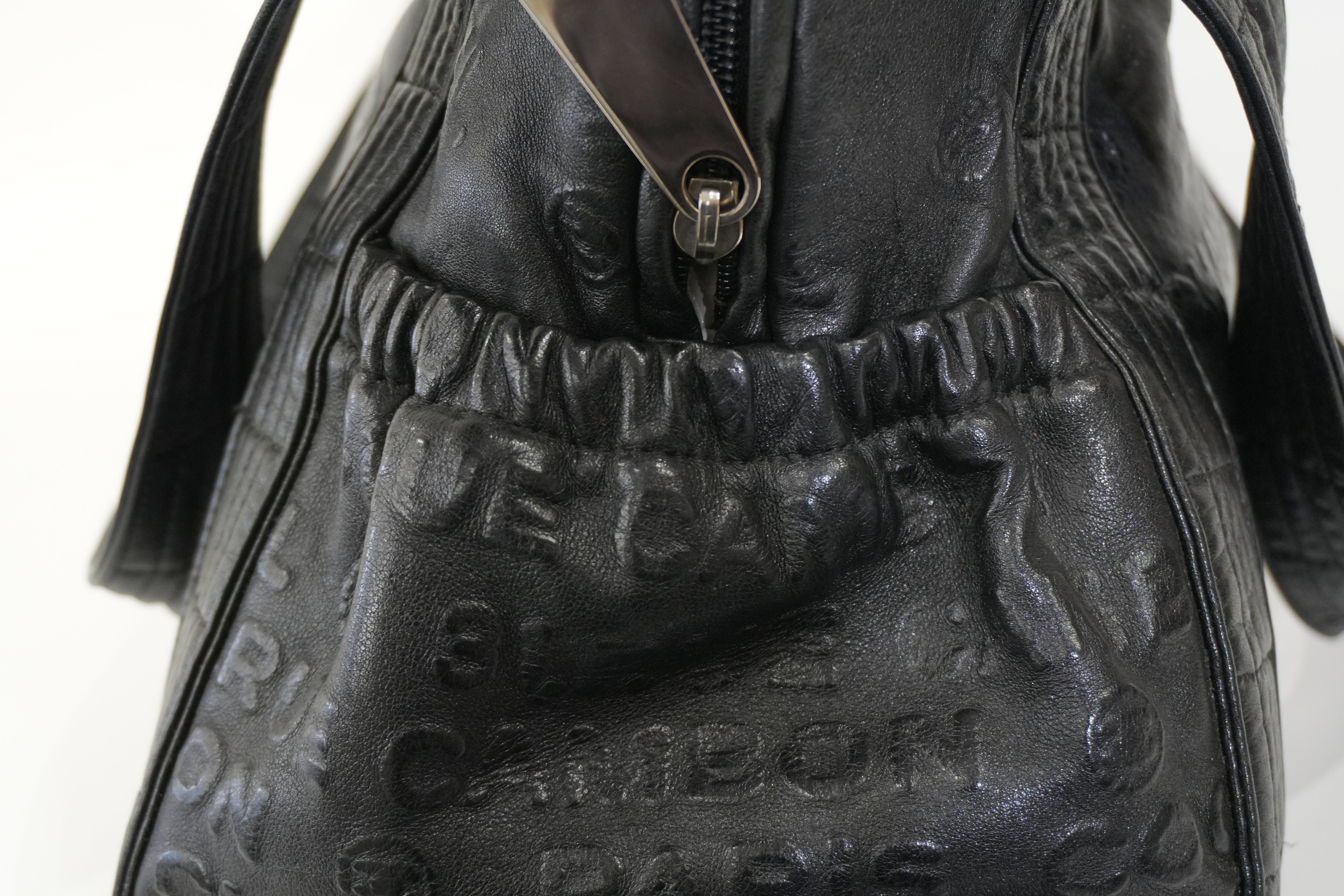 Pre-owned Chanel Lambskin Leather 31 Rue Cambon Embossed Tote Bag Black