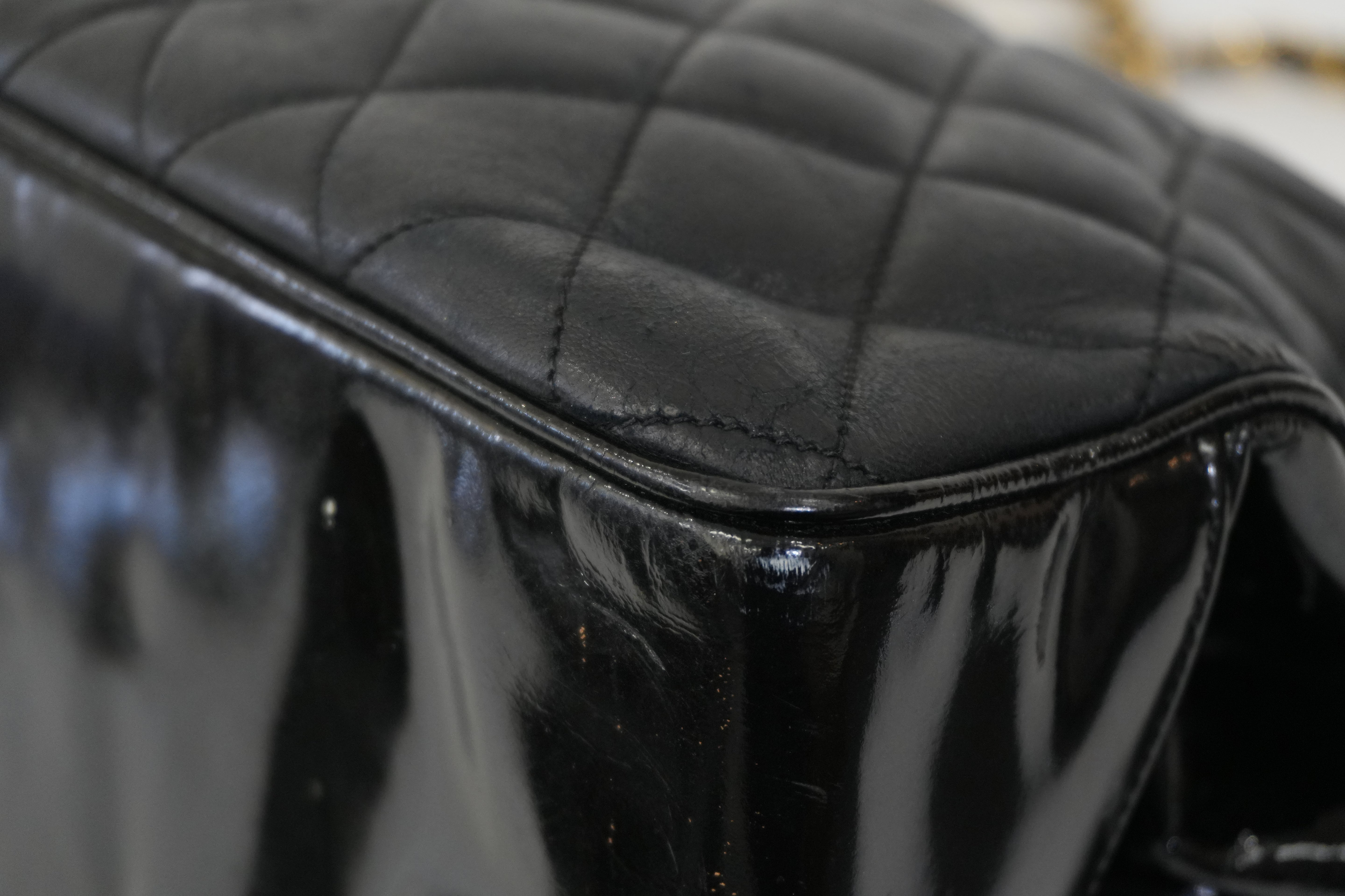 Pre-owned Chanel Lambskin Leather Chain Tote Bag Black