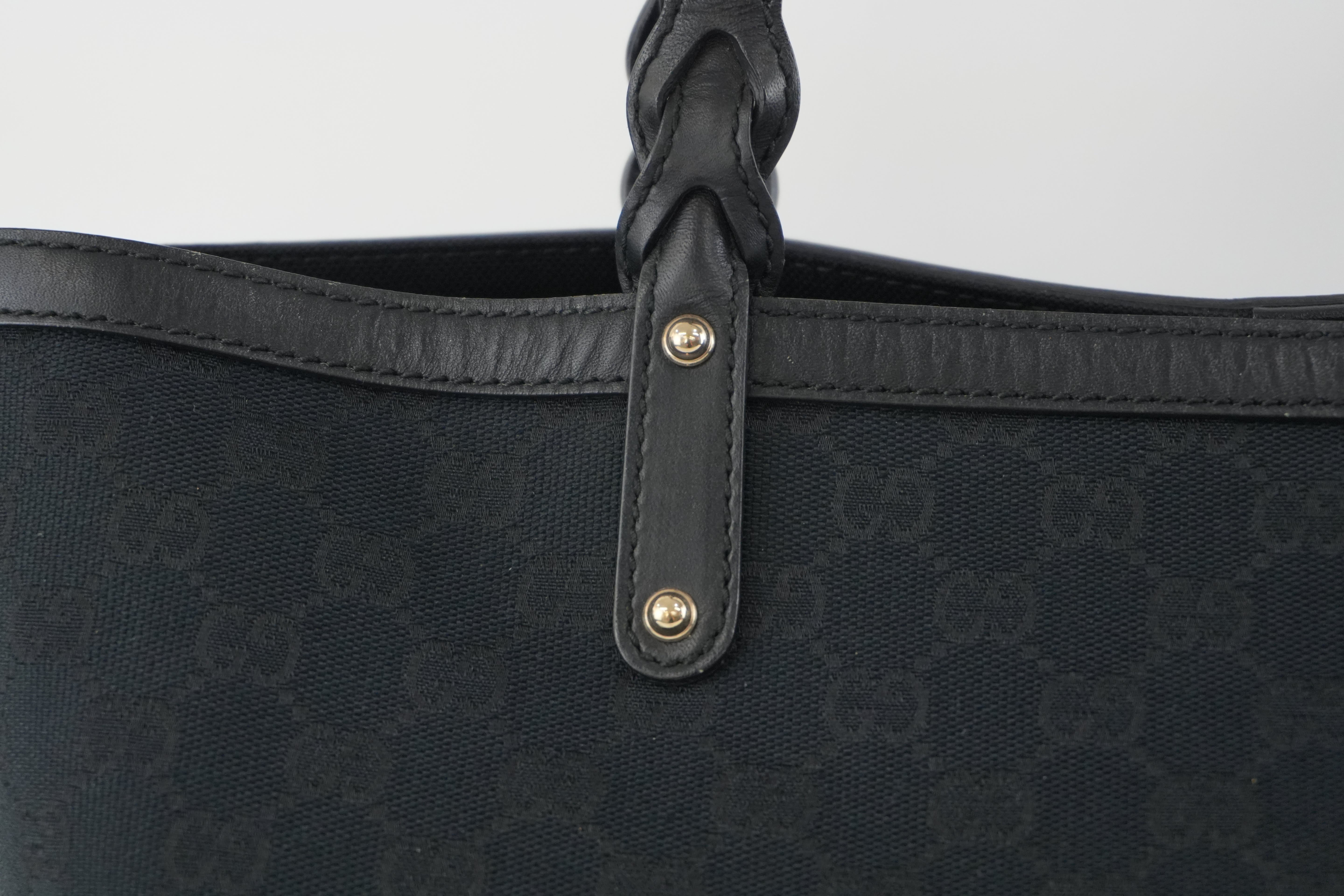 Pre-owned Gucci Black GG Canvas Craft Tote Bag