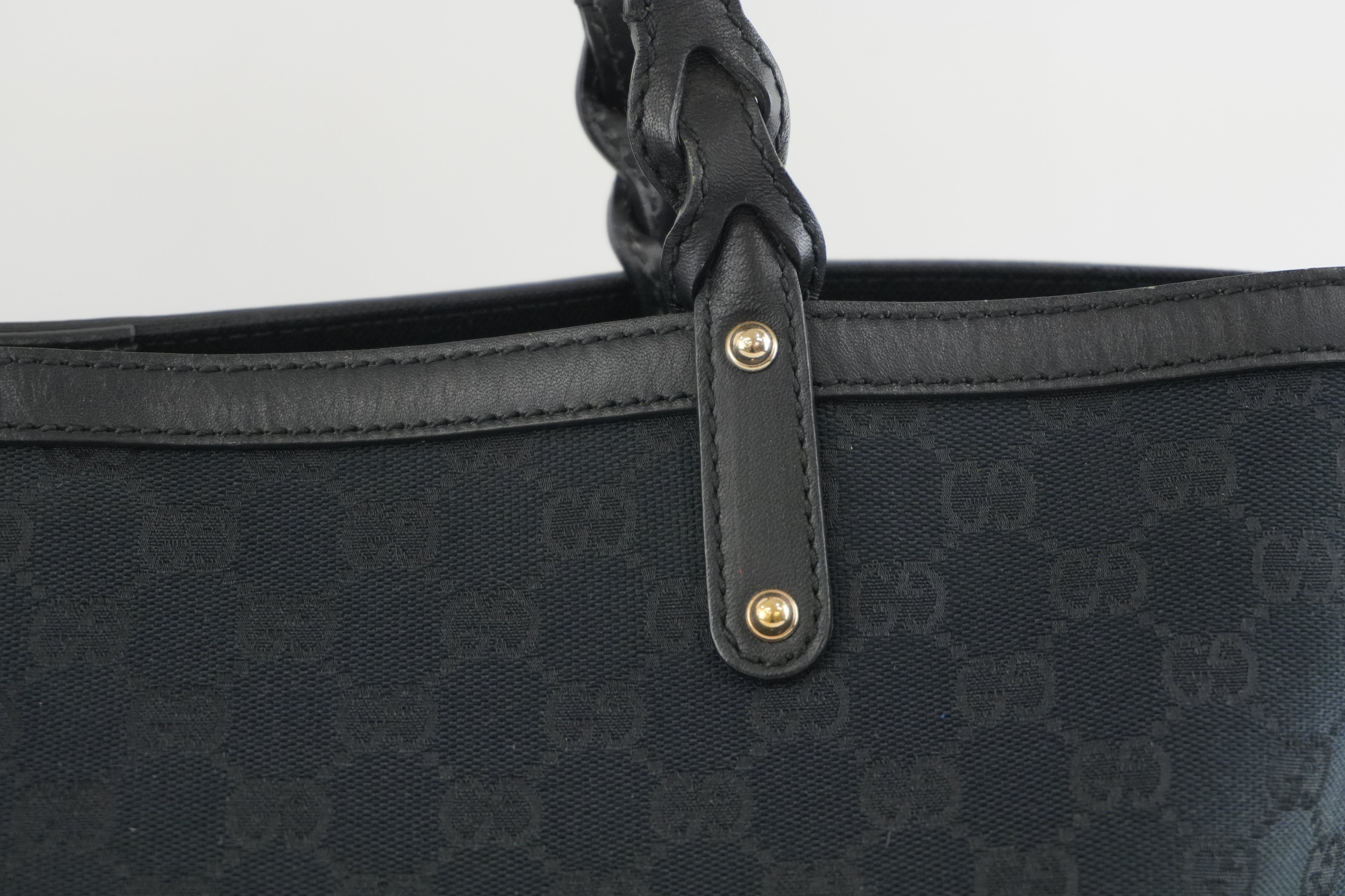Pre-owned Gucci Black GG Canvas Craft Tote Bag