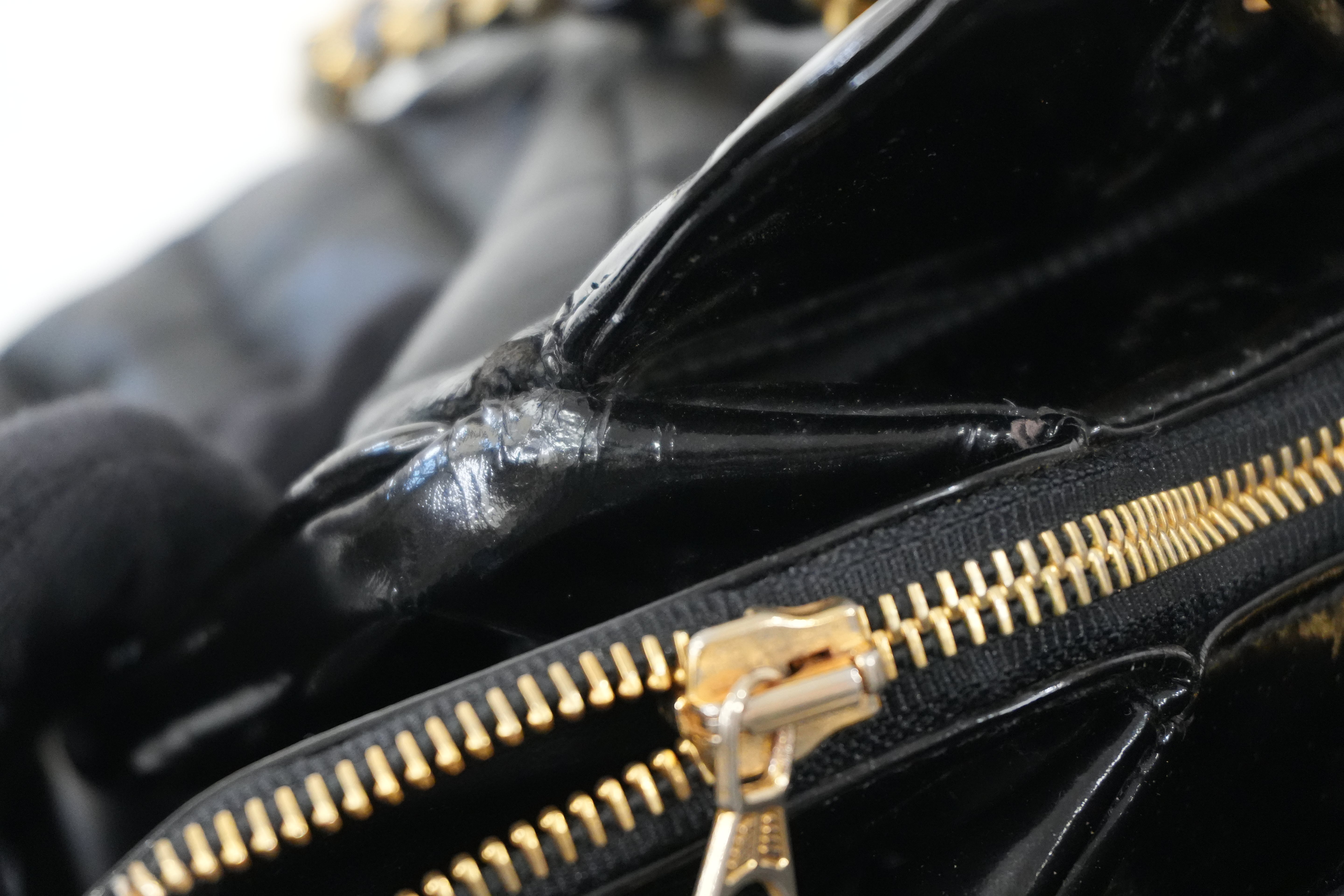 Pre-owned Chanel Lambskin Leather Chain Tote Bag Black