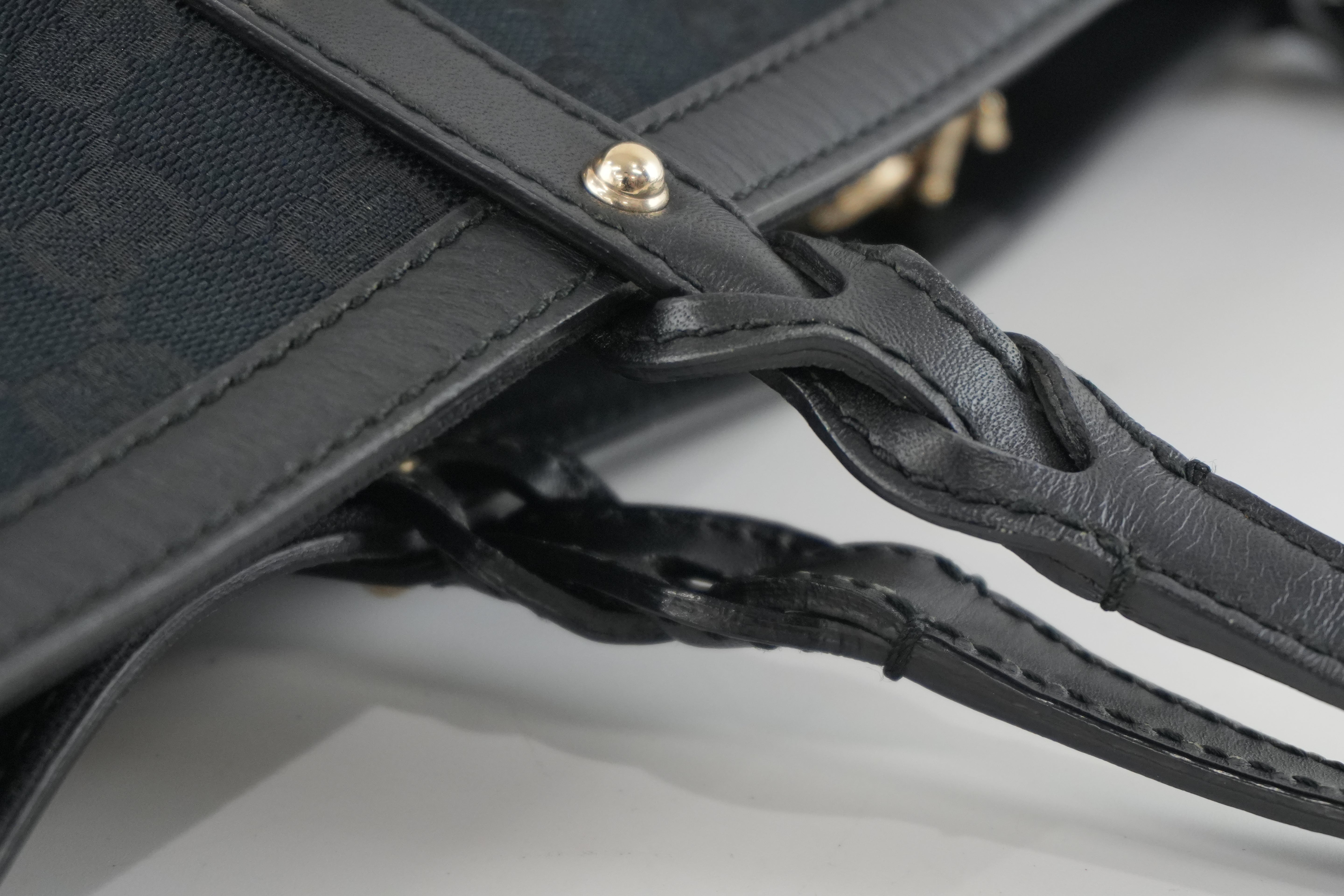 Pre-owned Gucci Black GG Canvas Craft Tote Bag